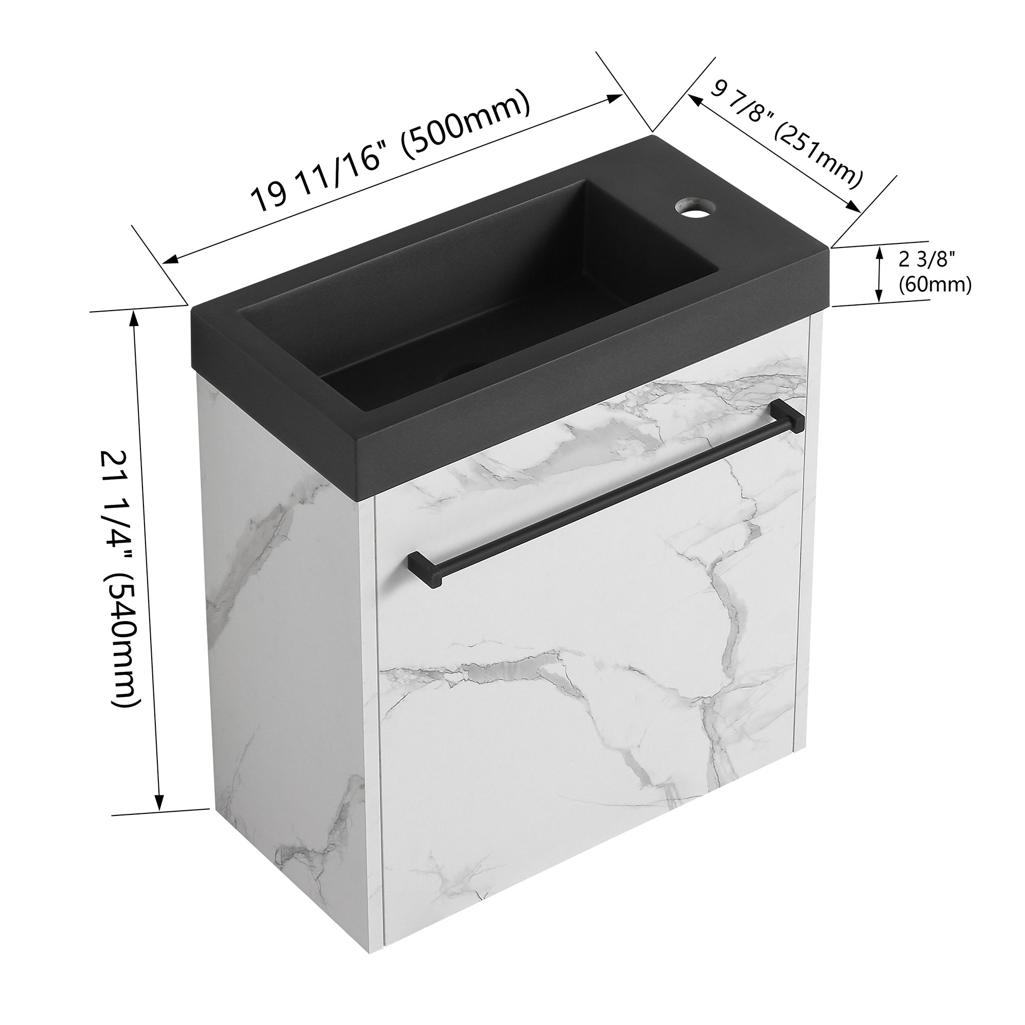 20 inch Wall-Mounted Bathroom Vanity Set  with Integrated Resin Sink
