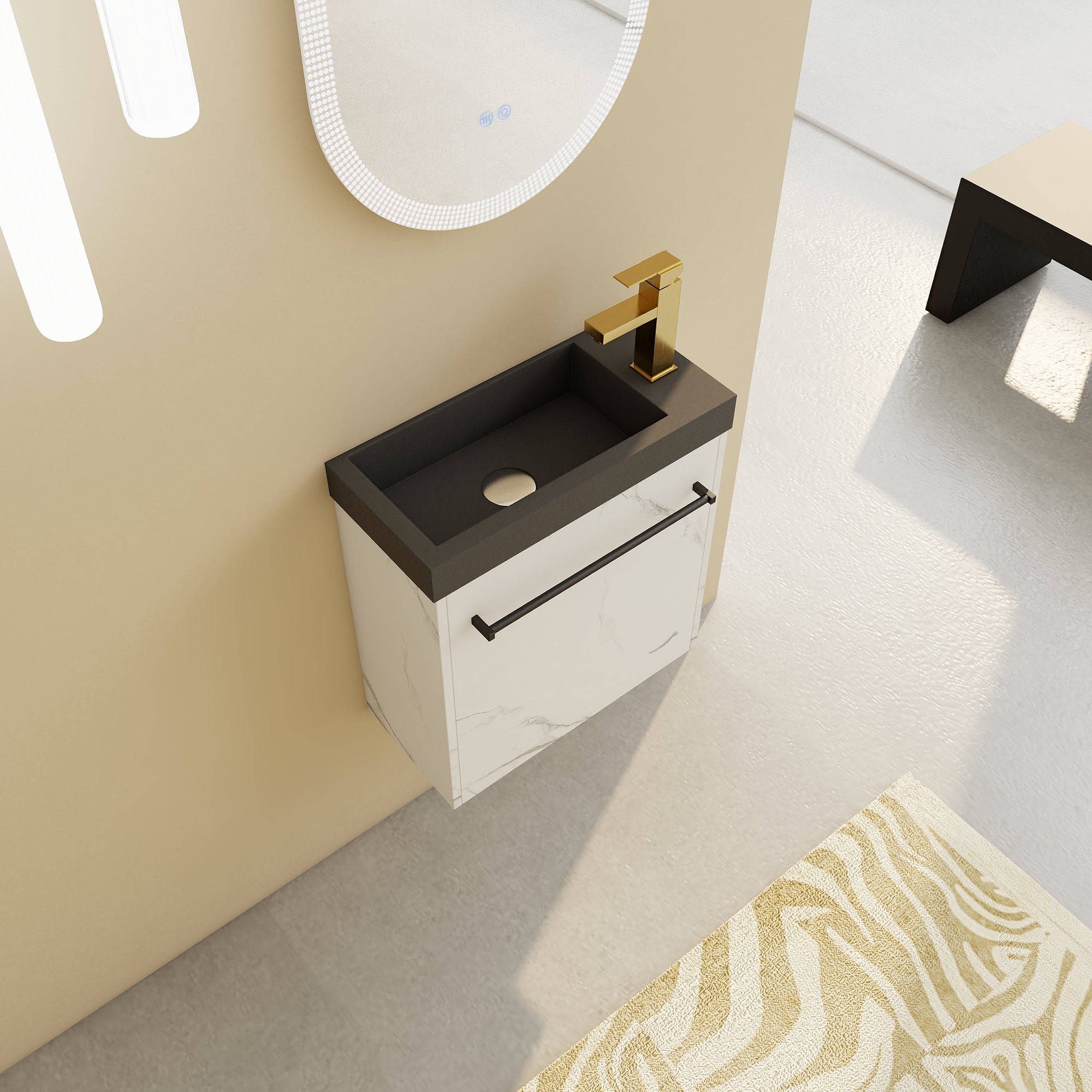 20 inch Wall-Mounted Bathroom Vanity Set  with Integrated Resin Sink