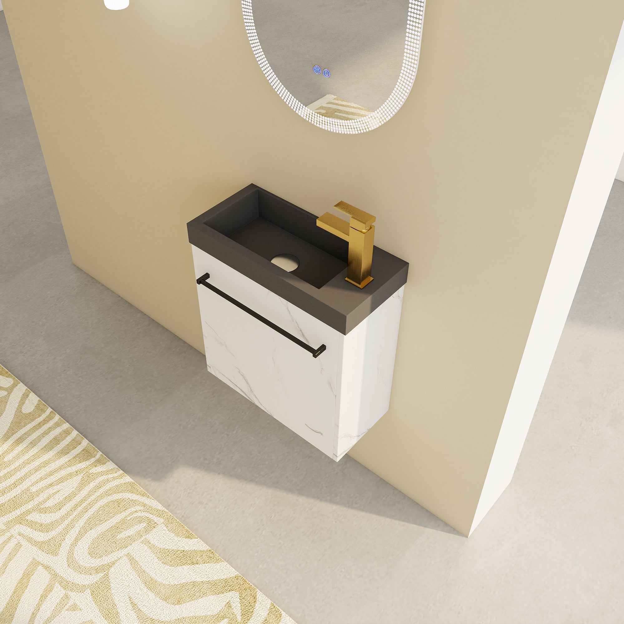 20 inch Wall-Mounted Bathroom Vanity Set  with Integrated Resin Sink