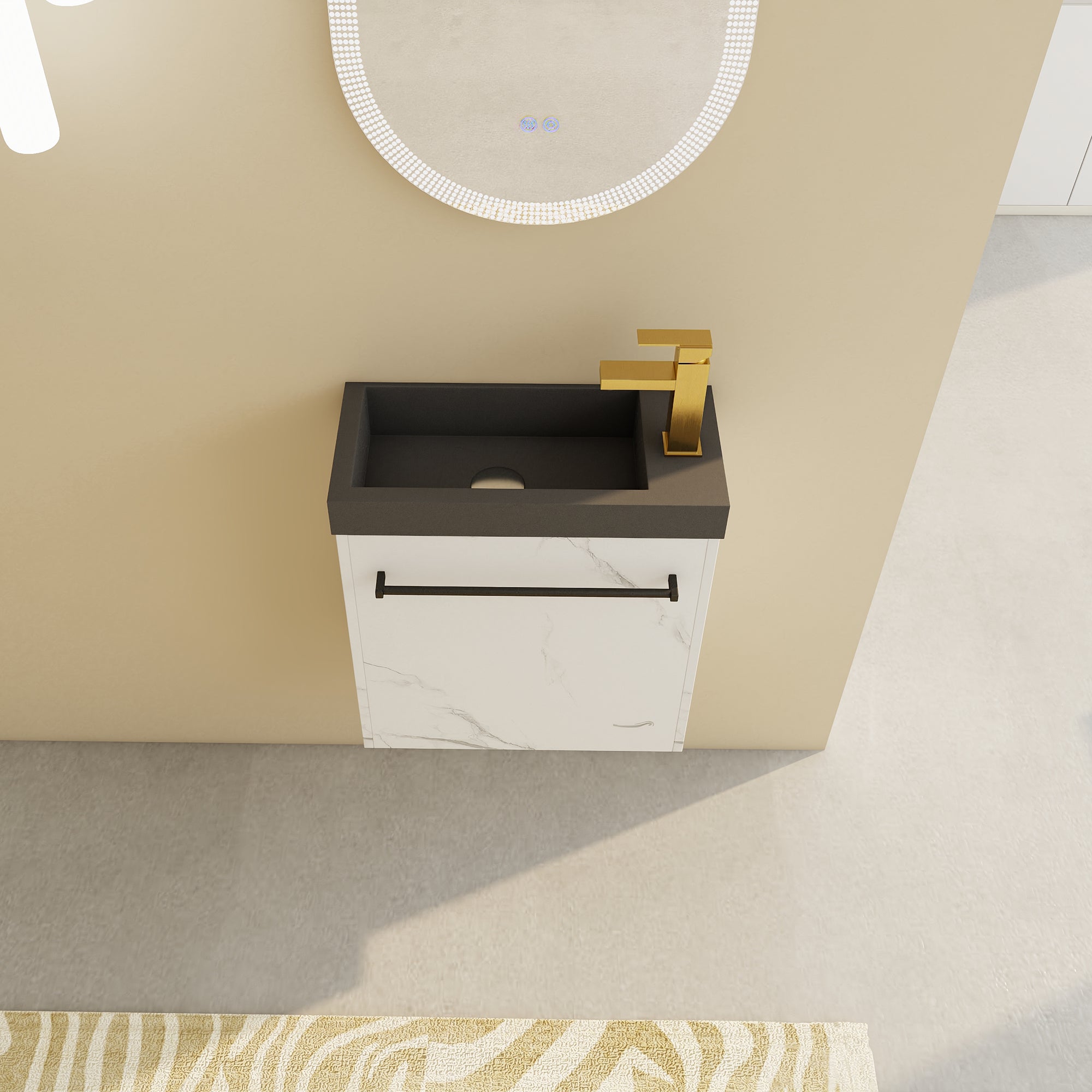 20 inch Wall-Mounted Bathroom Vanity Set  with Integrated Resin Sink