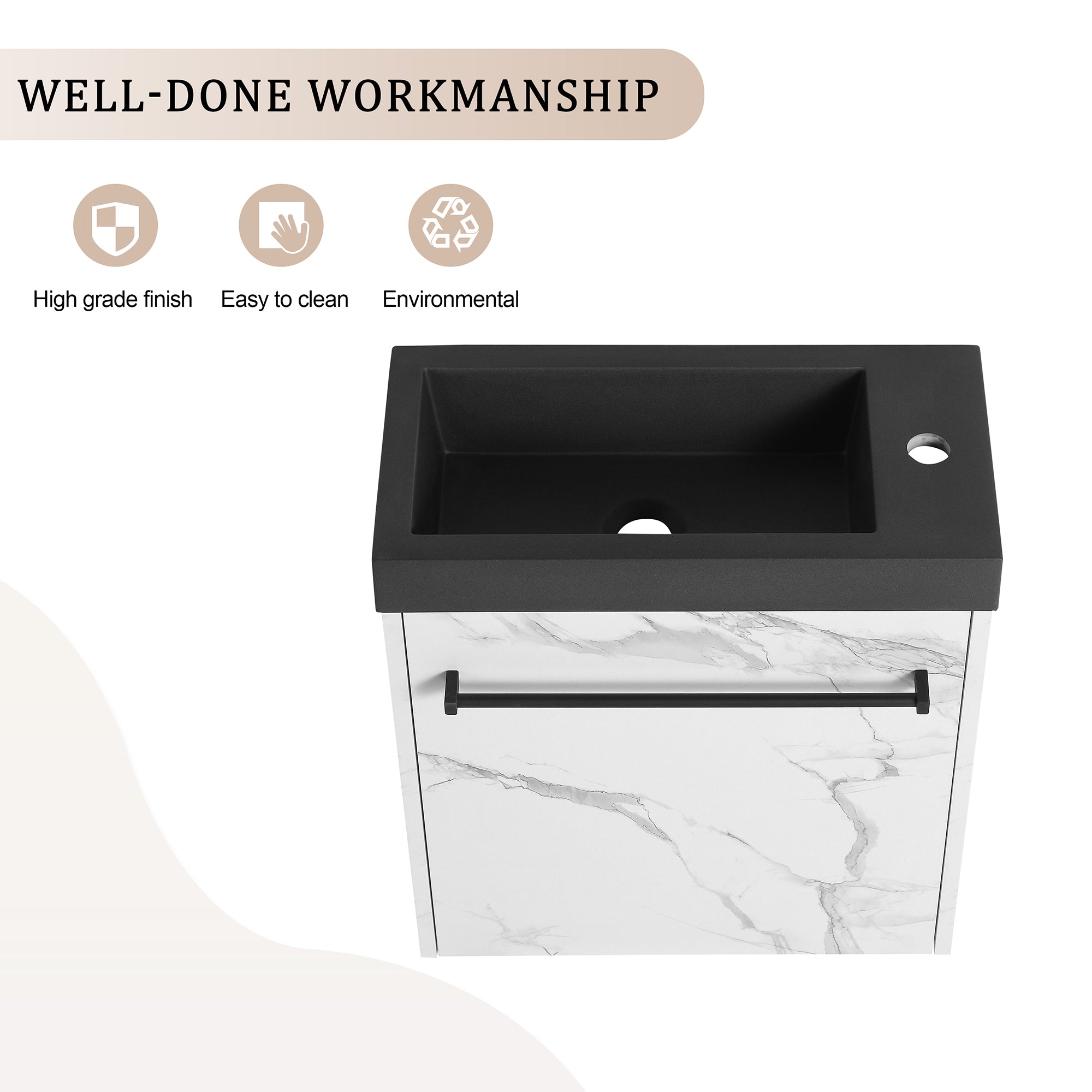 20 inch Wall-Mounted Bathroom Vanity Set  with Integrated Resin Sink