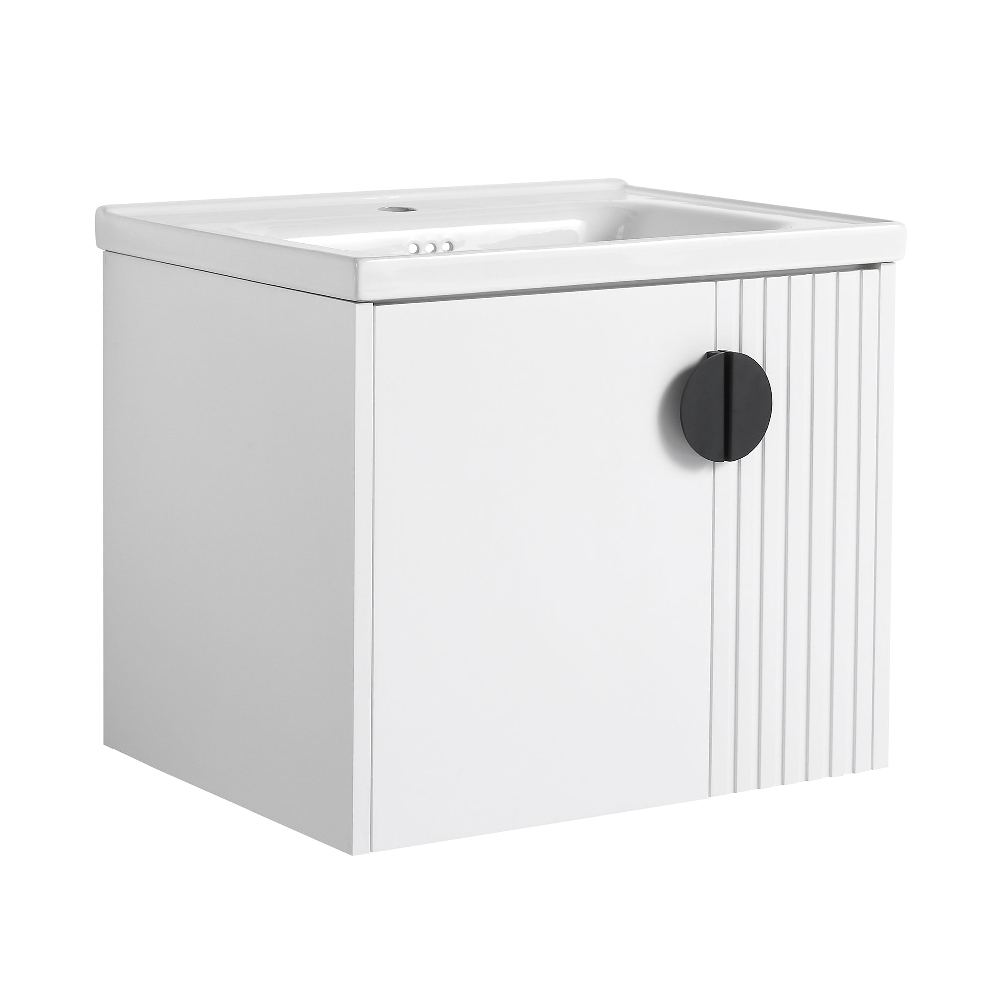 24 inch Plywood Wall Mounted Bathroom Vanity Set with Integrated Ceramic Sink