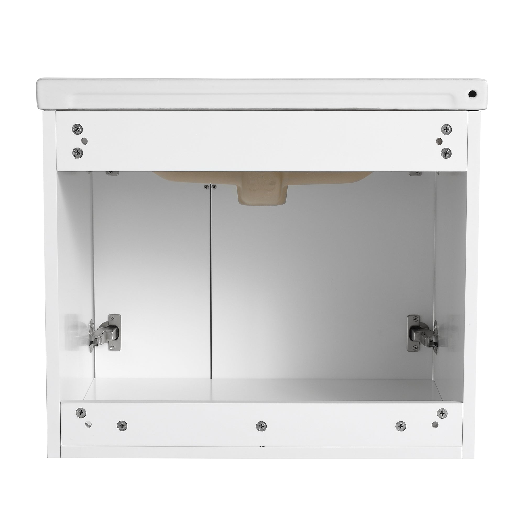 24 inch Plywood Wall Mounted Bathroom Vanity Set with Integrated Ceramic Sink