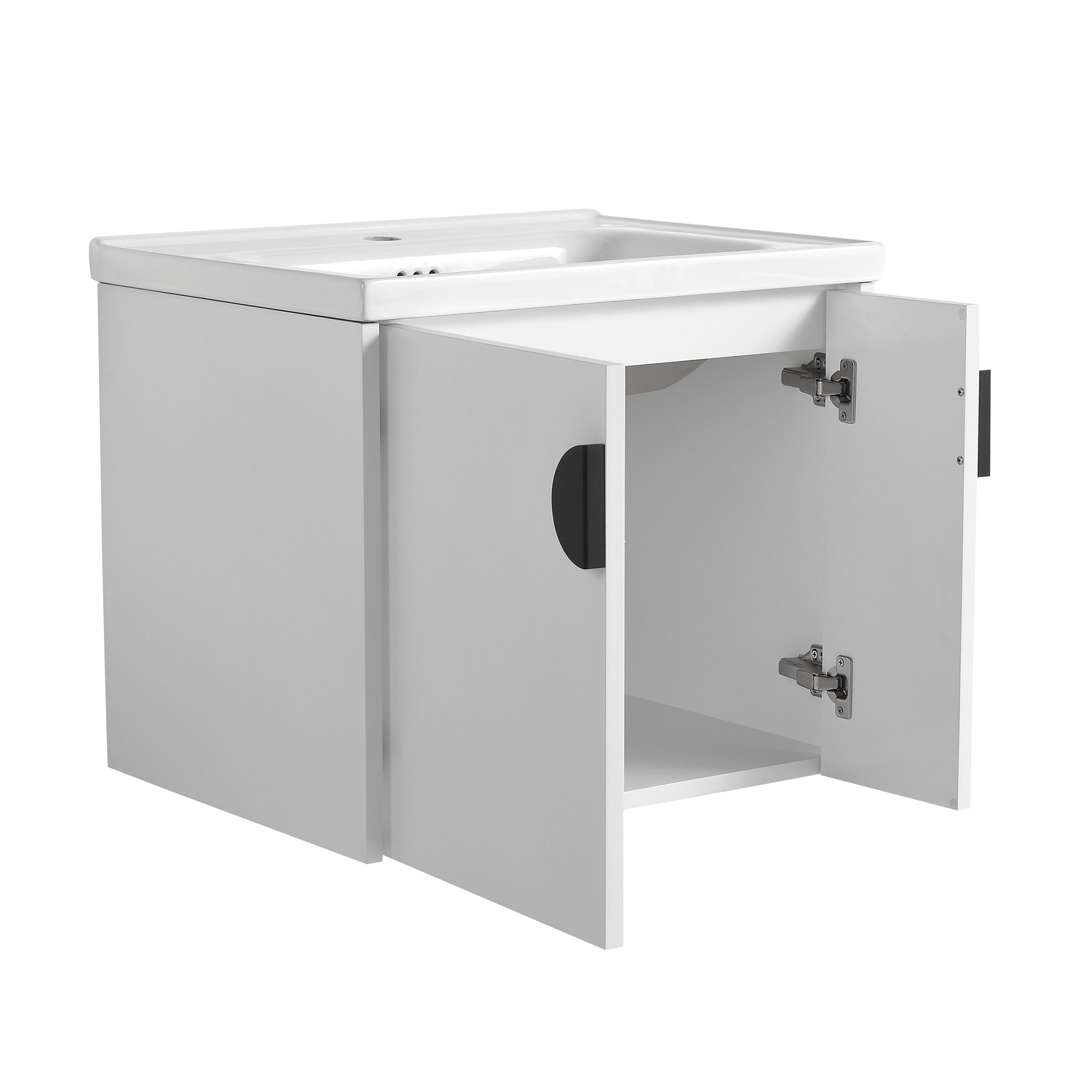 24 inch Plywood Wall Mounted Bathroom Vanity Set with Integrated Ceramic Sink