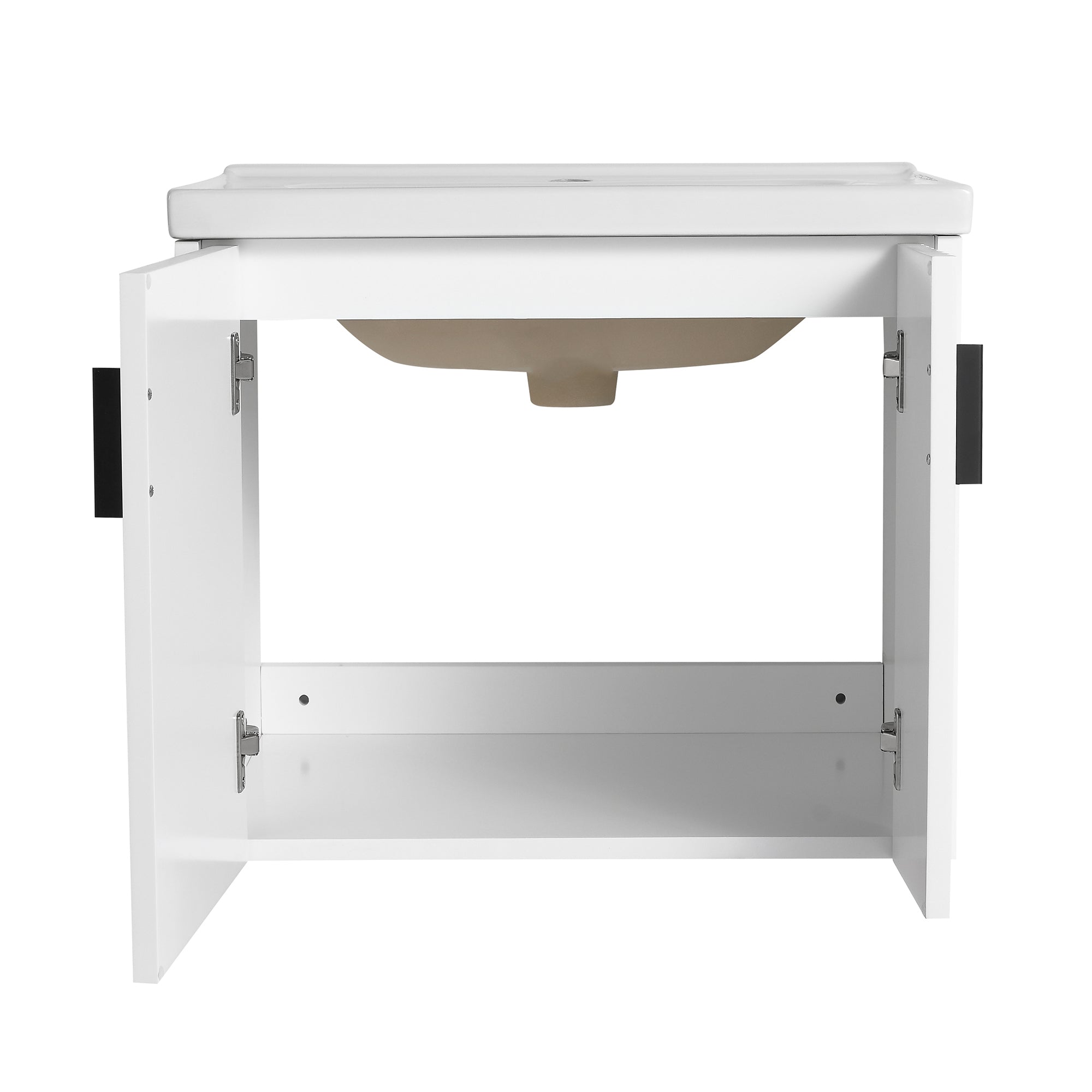 24 inch Plywood Wall Mounted Bathroom Vanity Set with Integrated Ceramic Sink