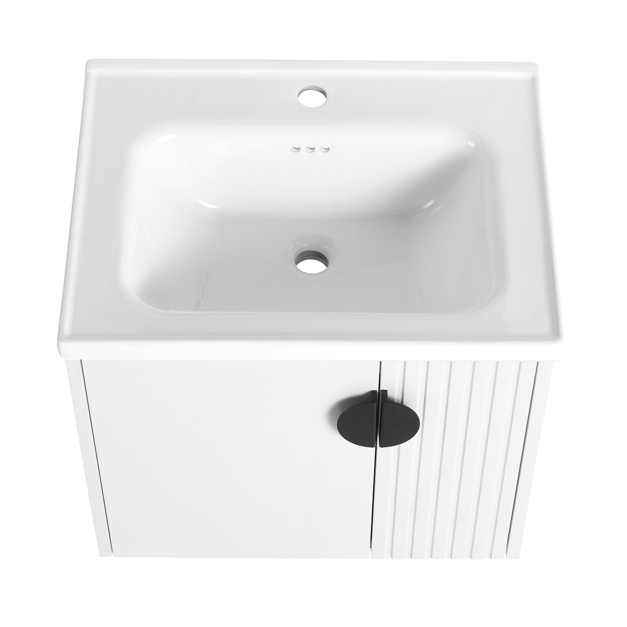 24 inch Plywood Wall Mounted Bathroom Vanity Set with Integrated Ceramic Sink
