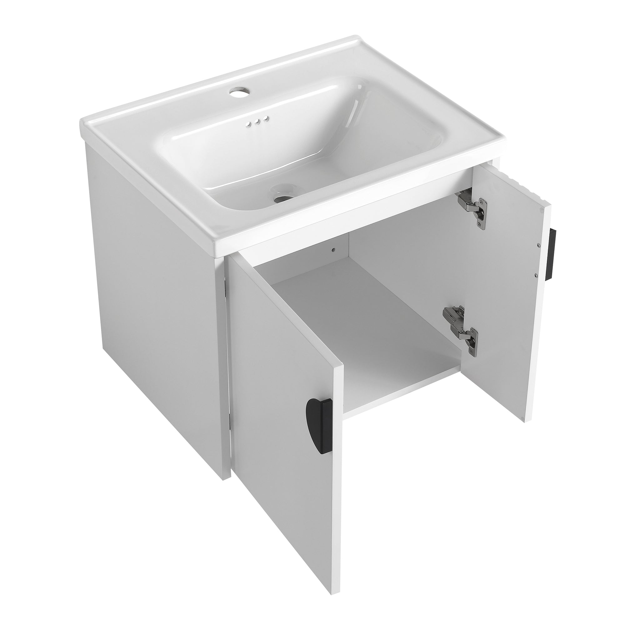 24 inch Plywood Wall Mounted Bathroom Vanity Set with Integrated Ceramic Sink