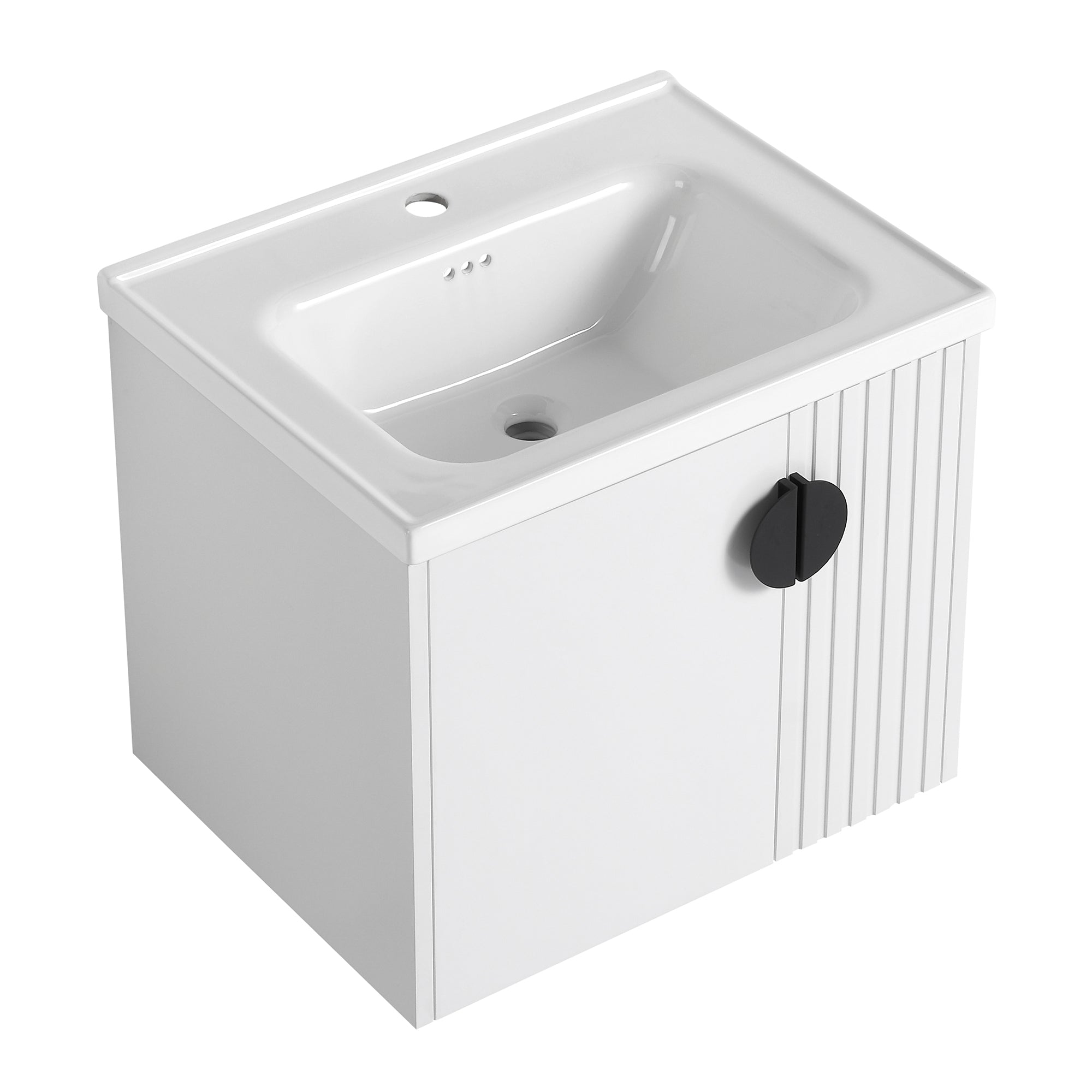 24 inch Plywood Wall Mounted Bathroom Vanity Set with Integrated Ceramic Sink