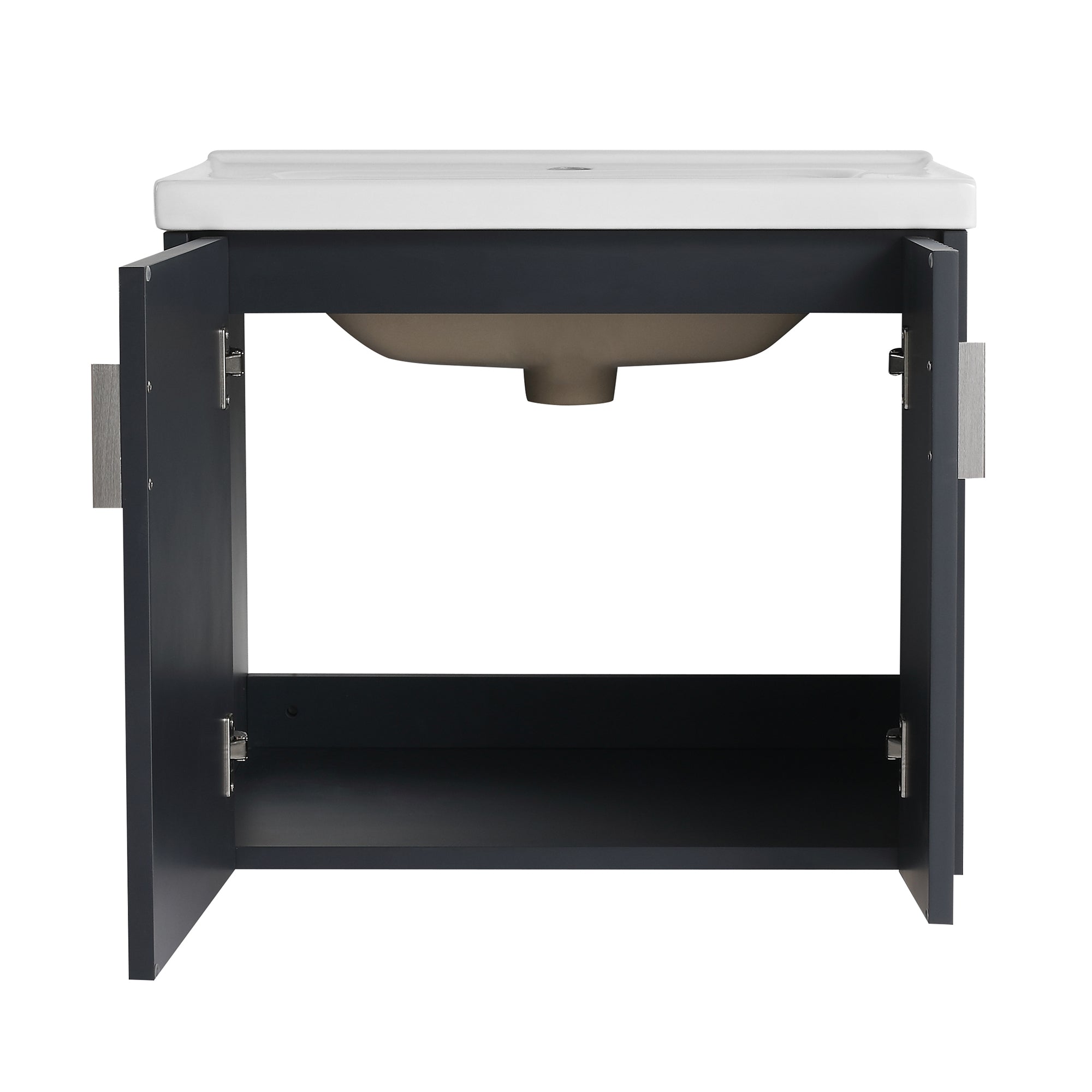 24 inch Plywood Wall Mounted Bathroom Vanity Set with Integrated Ceramic Sink