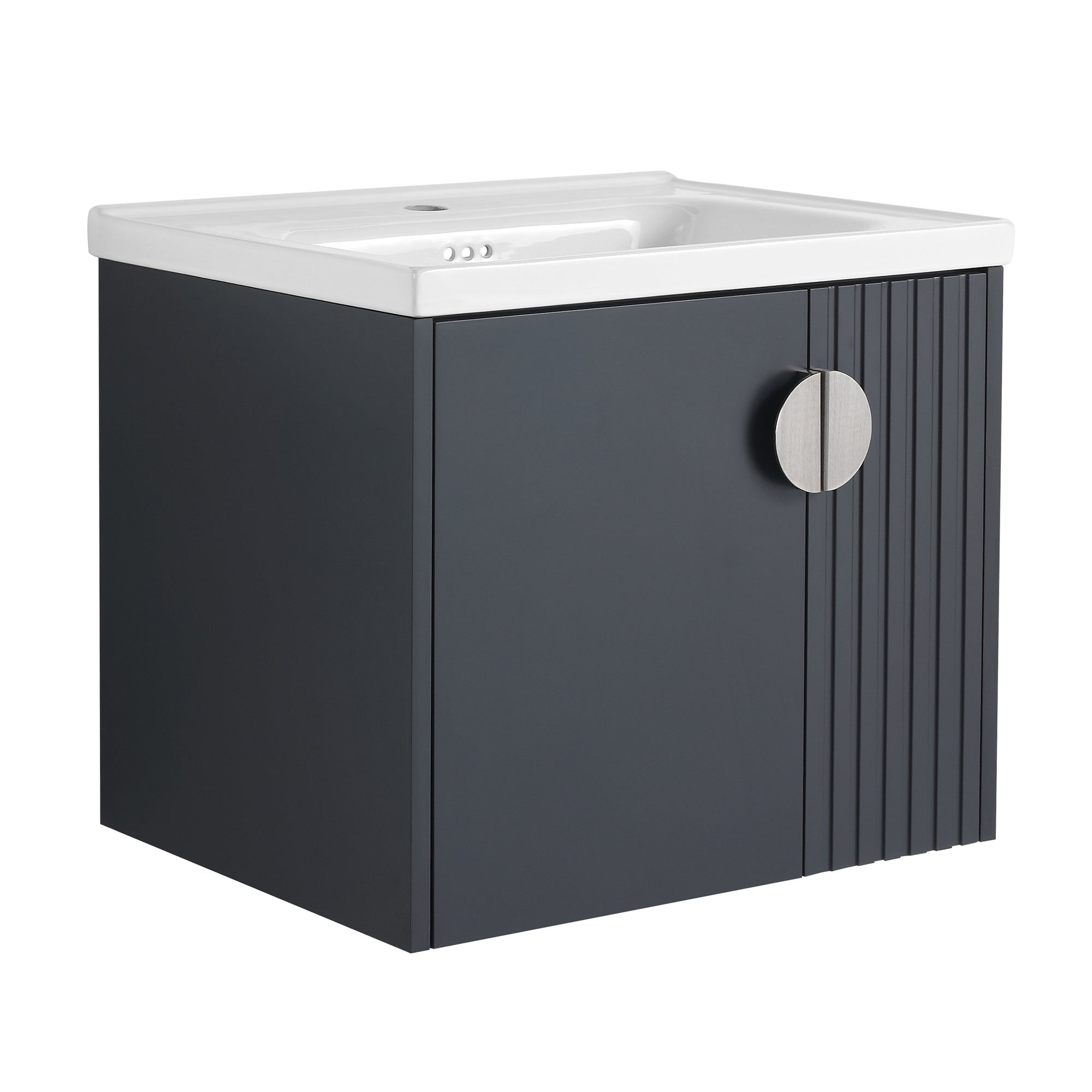 24 inch Plywood Wall Mounted Bathroom Vanity Set with Integrated Ceramic Sink