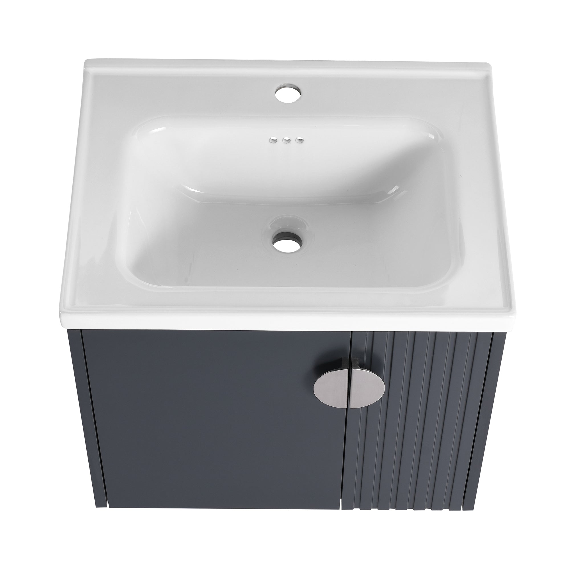 24 inch Plywood Wall Mounted Bathroom Vanity Set with Integrated Ceramic Sink