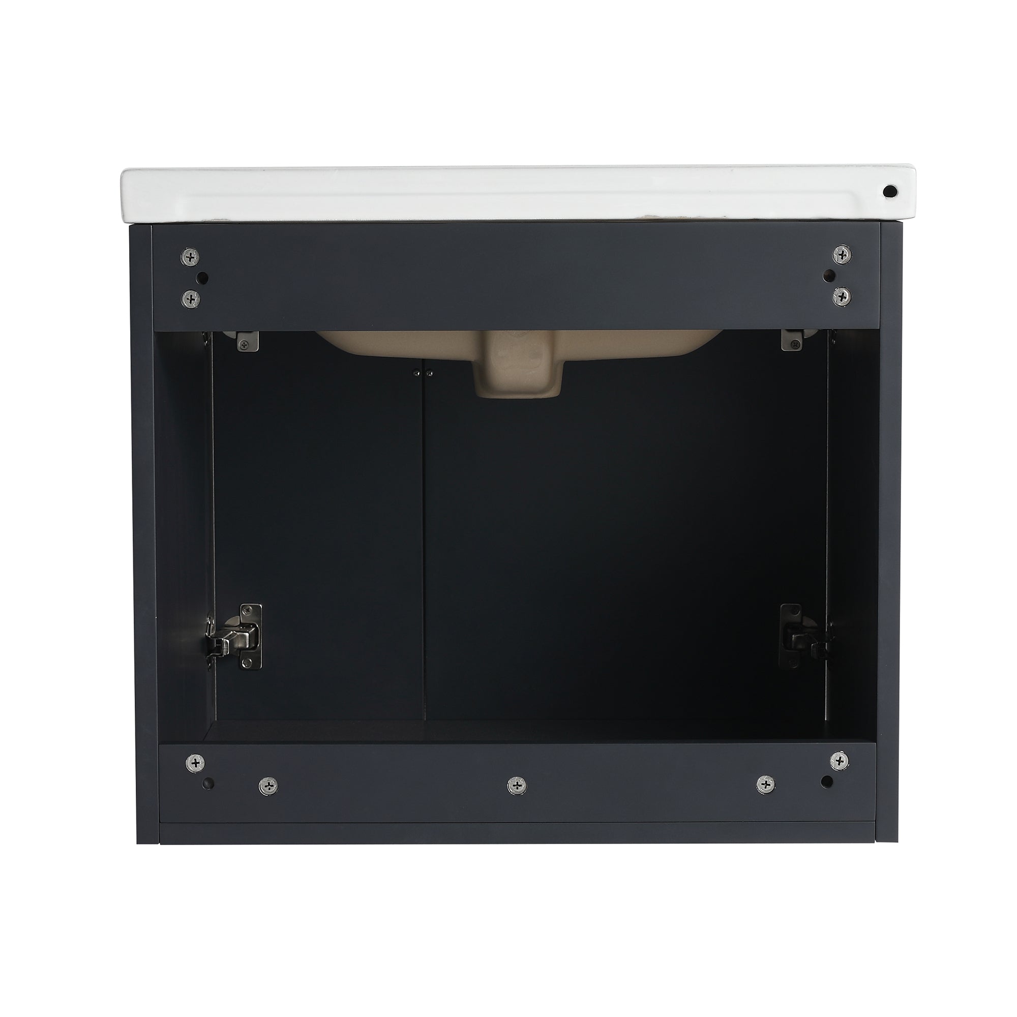 24 inch Plywood Wall Mounted Bathroom Vanity Set with Integrated Ceramic Sink