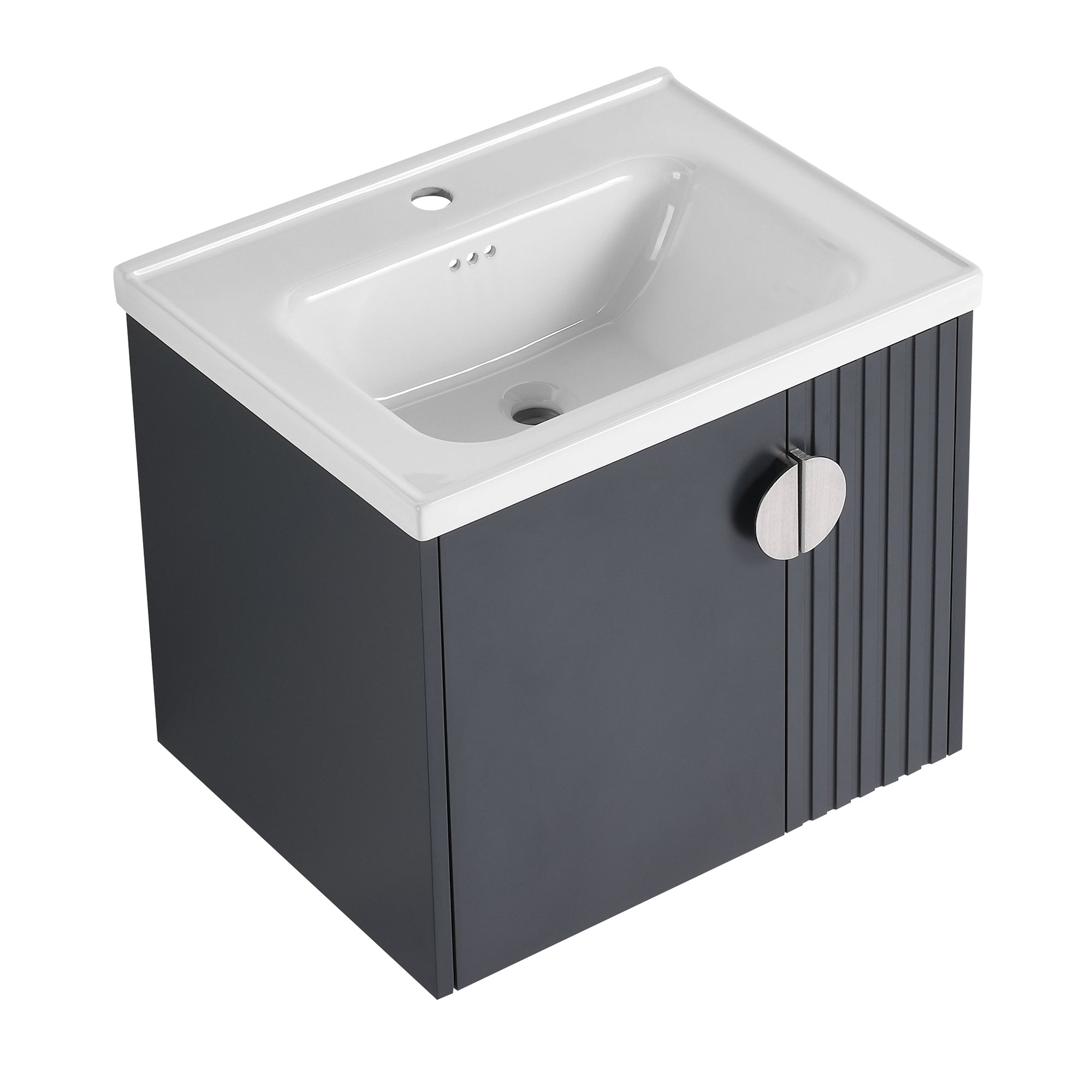 24 inch Plywood Wall Mounted Bathroom Vanity Set with Integrated Ceramic Sink