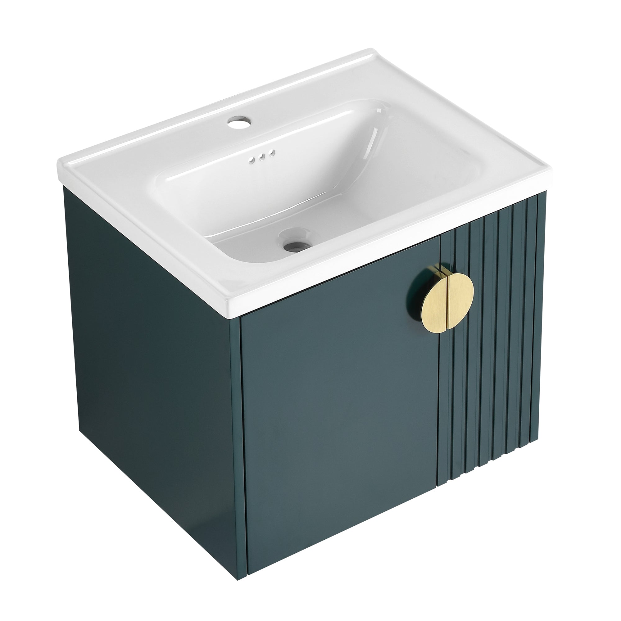 24 inch Plywood Wall Mounted Bathroom Vanity Set with Integrated Ceramic Sink