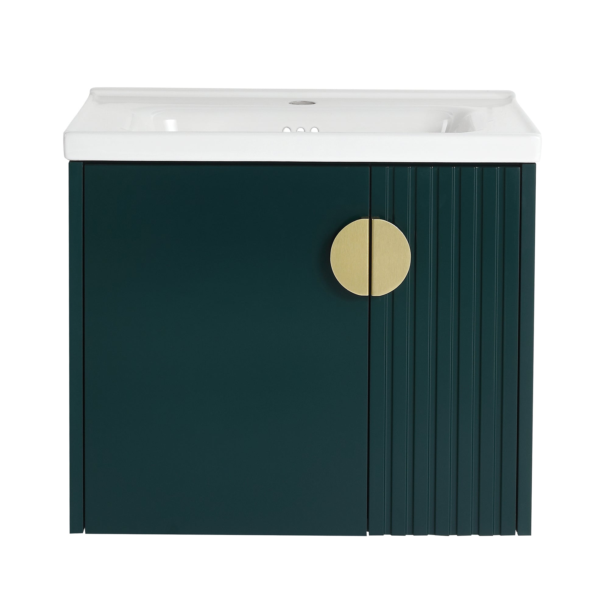 24 inch Plywood Wall Mounted Bathroom Vanity Set with Integrated Ceramic Sink