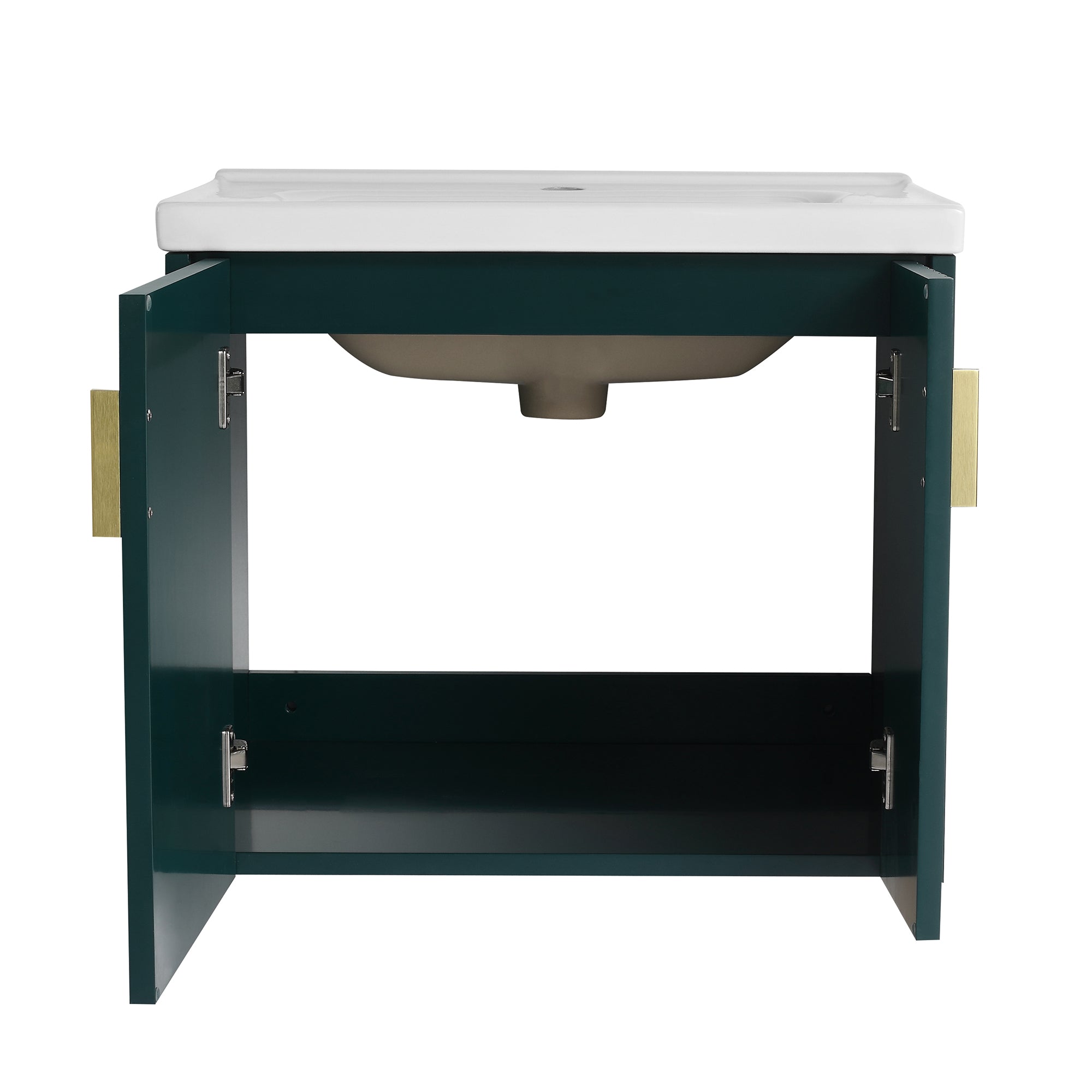 24 inch Plywood Wall Mounted Bathroom Vanity Set with Integrated Ceramic Sink