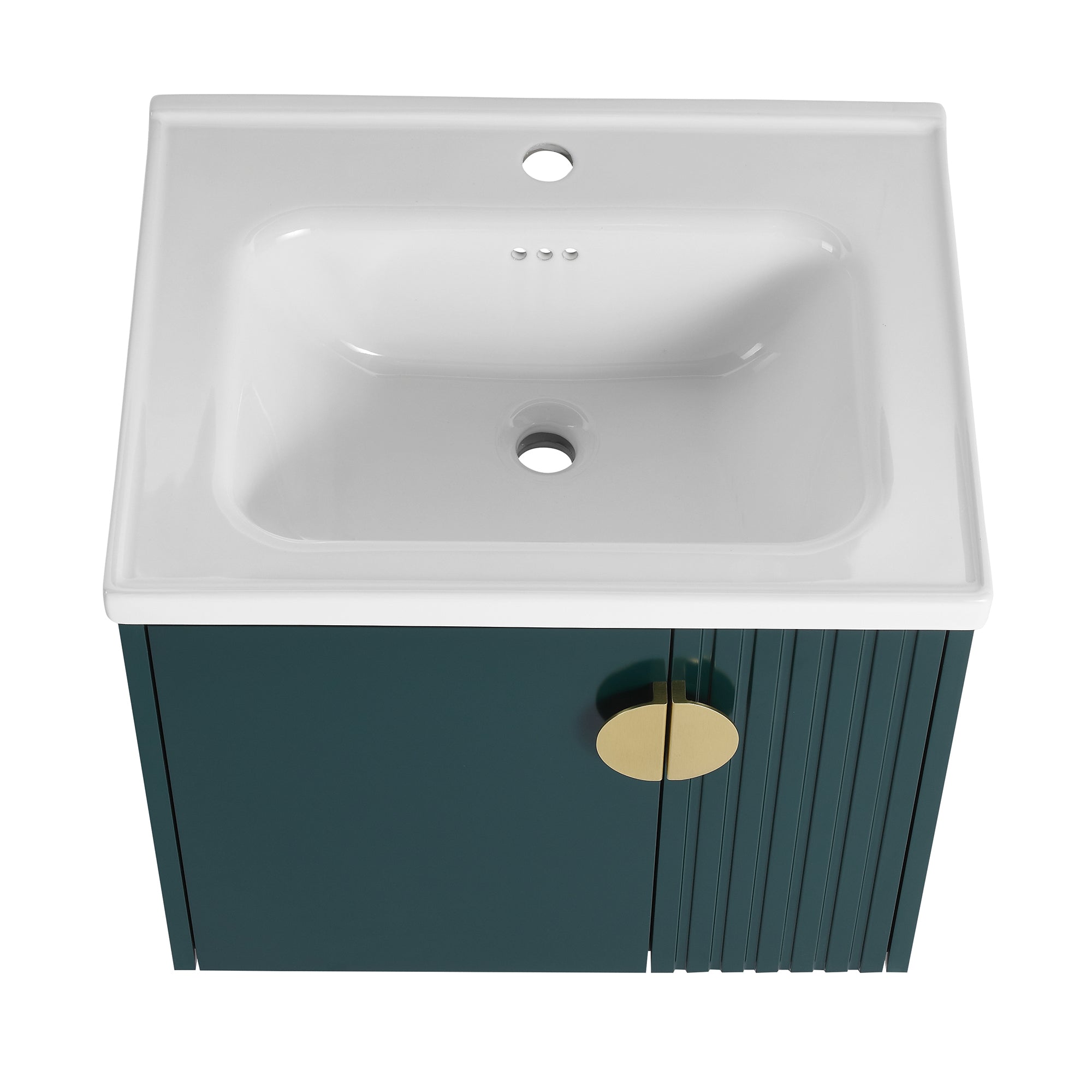 24 inch Plywood Wall Mounted Bathroom Vanity Set with Integrated Ceramic Sink
