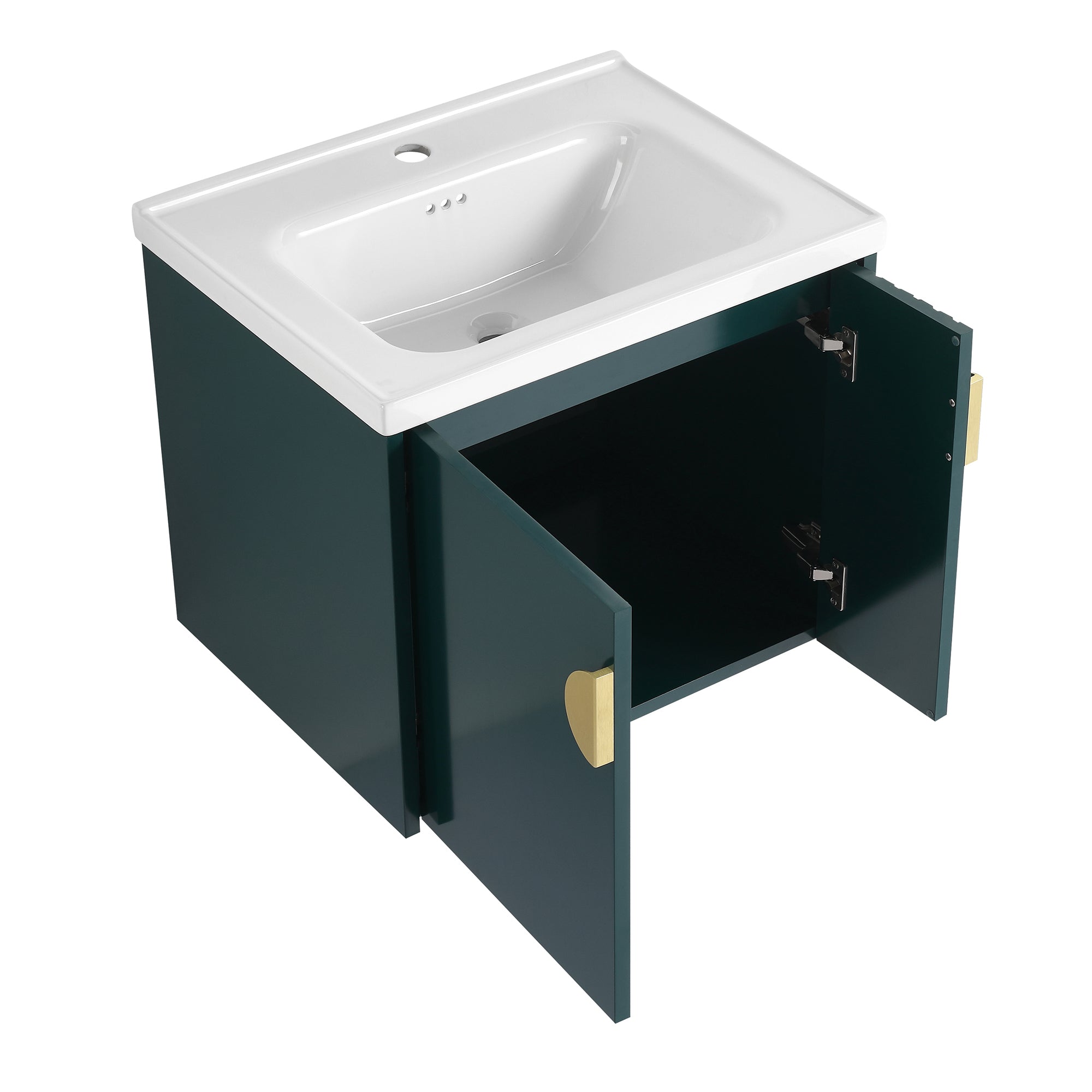 24 inch Plywood Wall Mounted Bathroom Vanity Set with Integrated Ceramic Sink