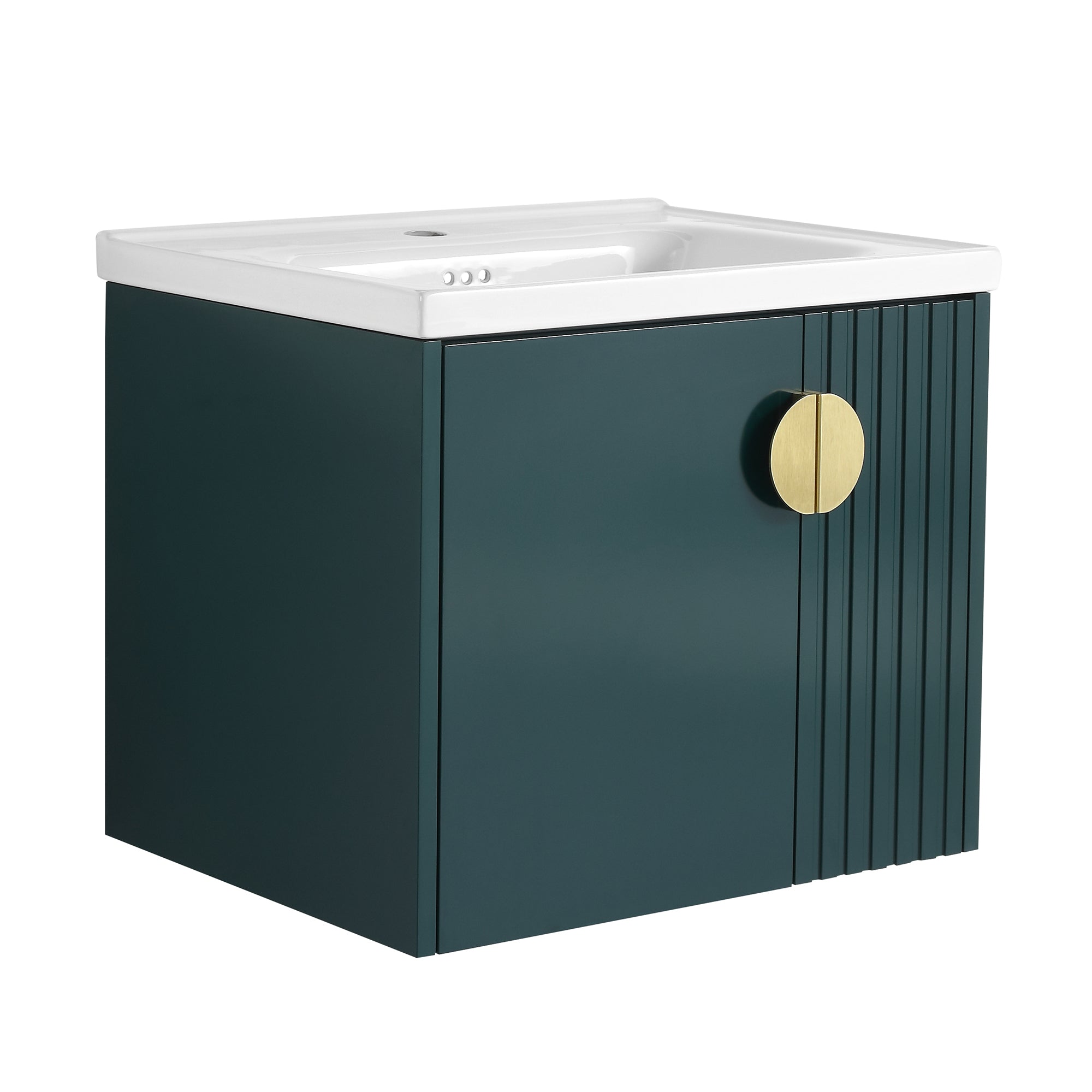 24 inch Plywood Wall Mounted Bathroom Vanity Set with Integrated Ceramic Sink