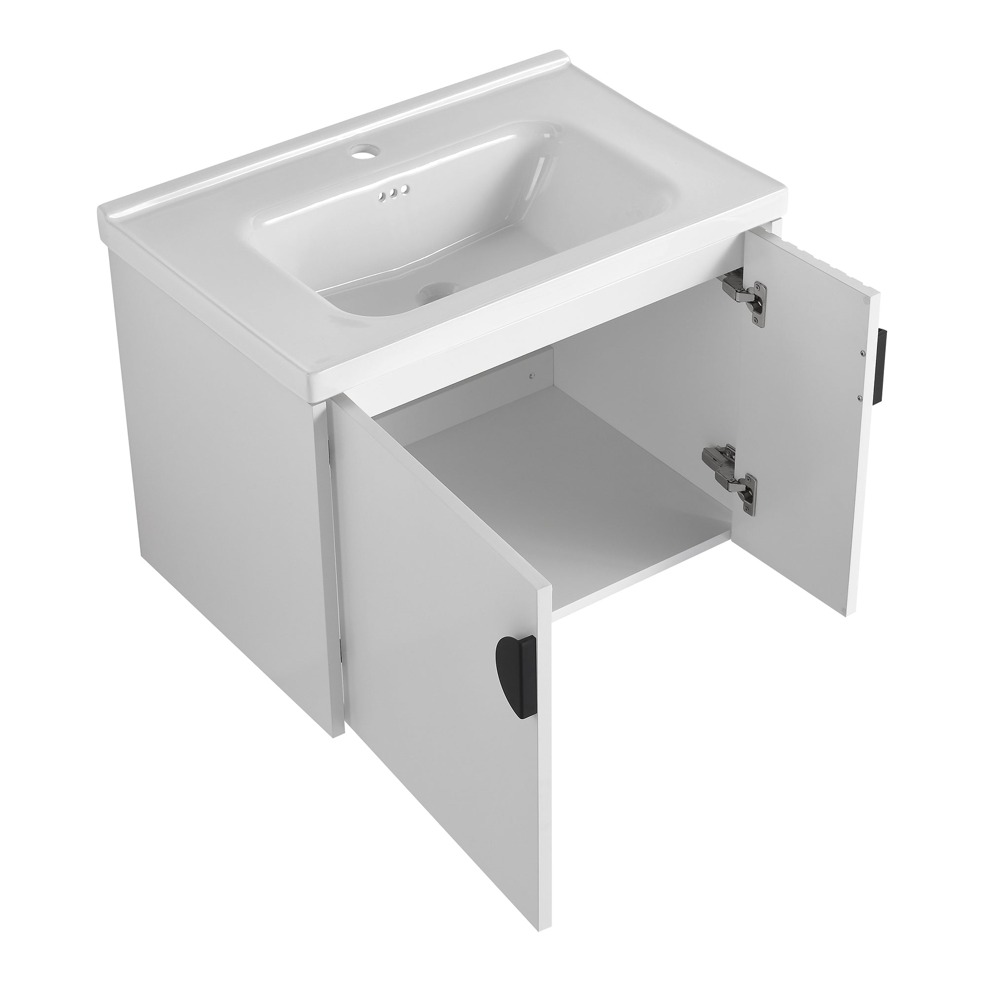 28 inch Plywood Wall Mounted Bathroom Vanity Set with Integrated Ceramic Sink