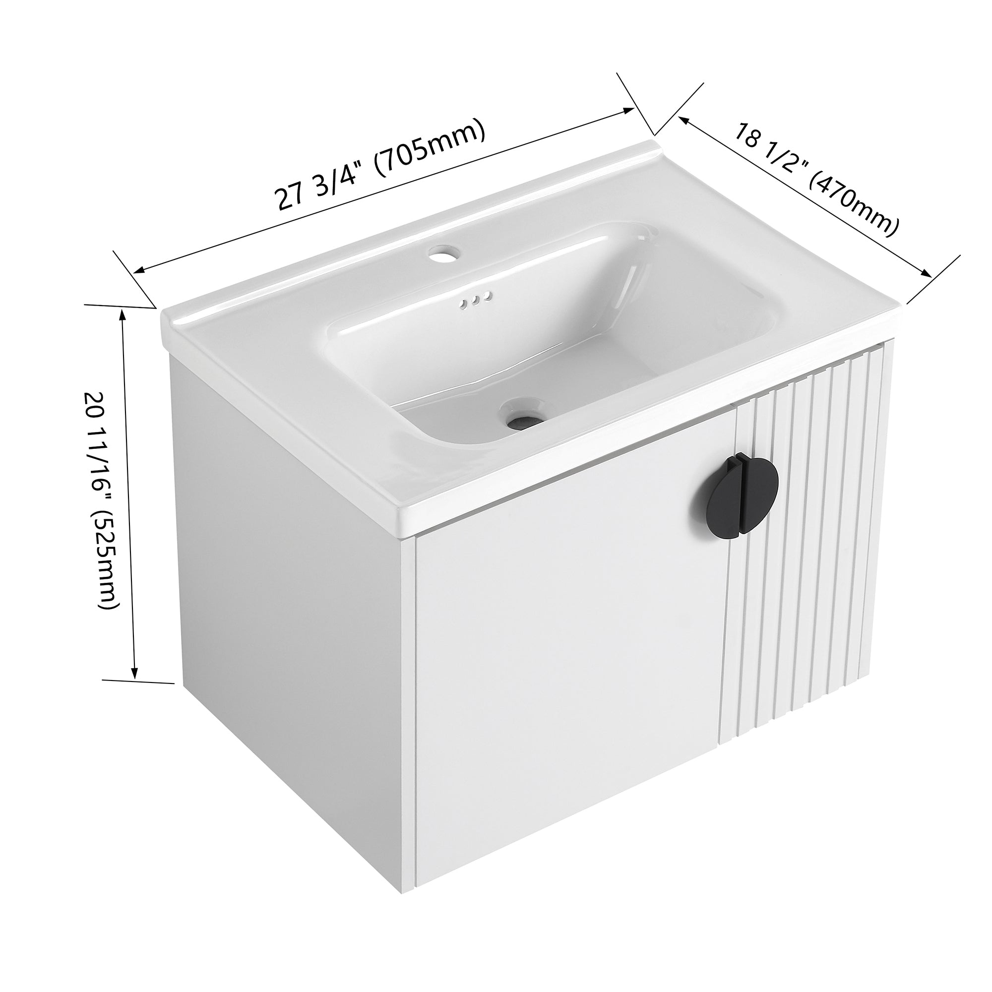 28 inch Plywood Wall Mounted Bathroom Vanity Set with Integrated Ceramic Sink