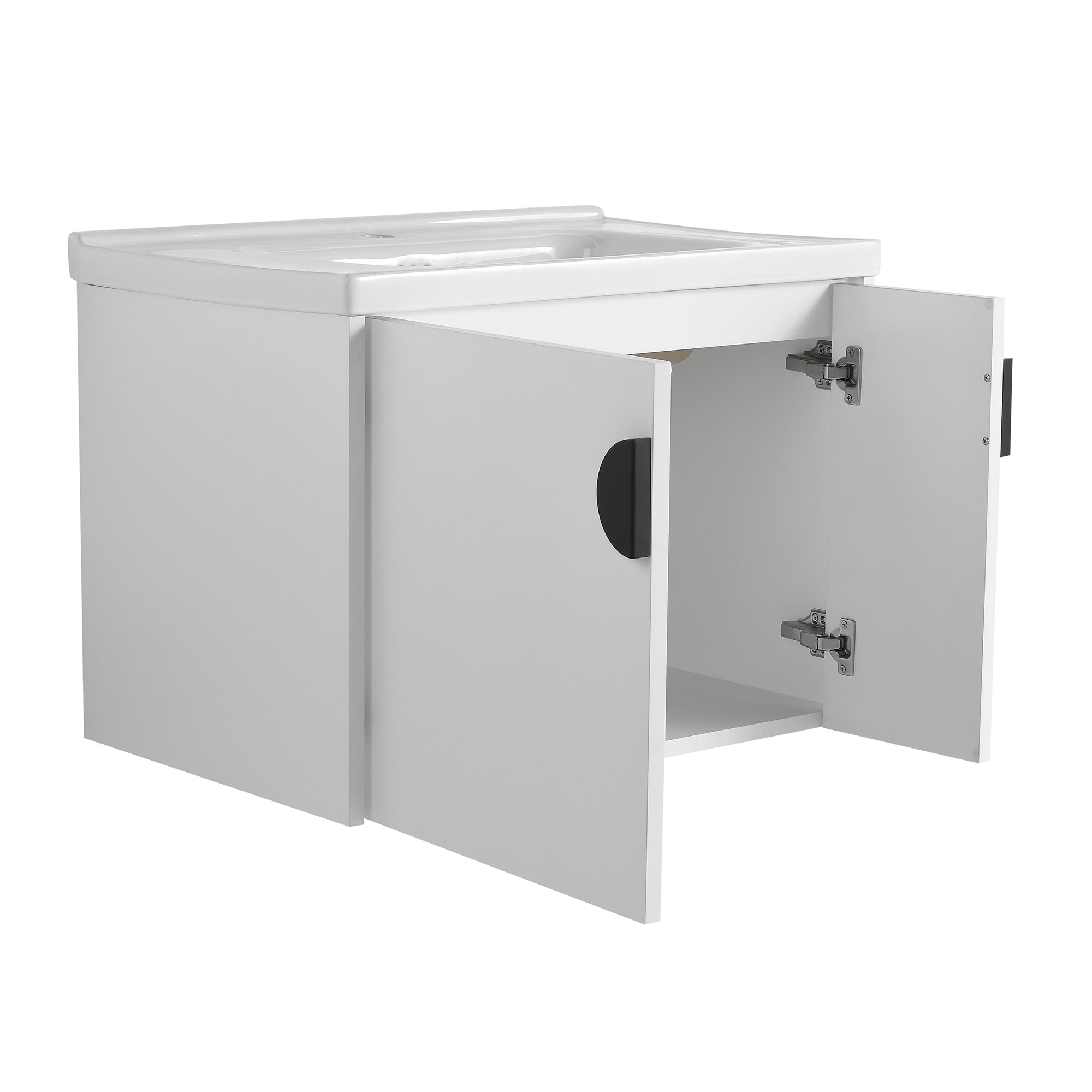 28 inch Plywood Wall Mounted Bathroom Vanity Set with Integrated Ceramic Sink