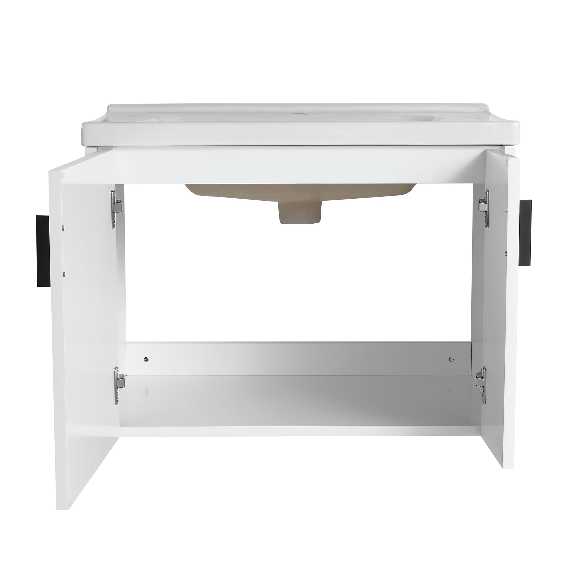 28 inch Plywood Wall Mounted Bathroom Vanity Set with Integrated Ceramic Sink