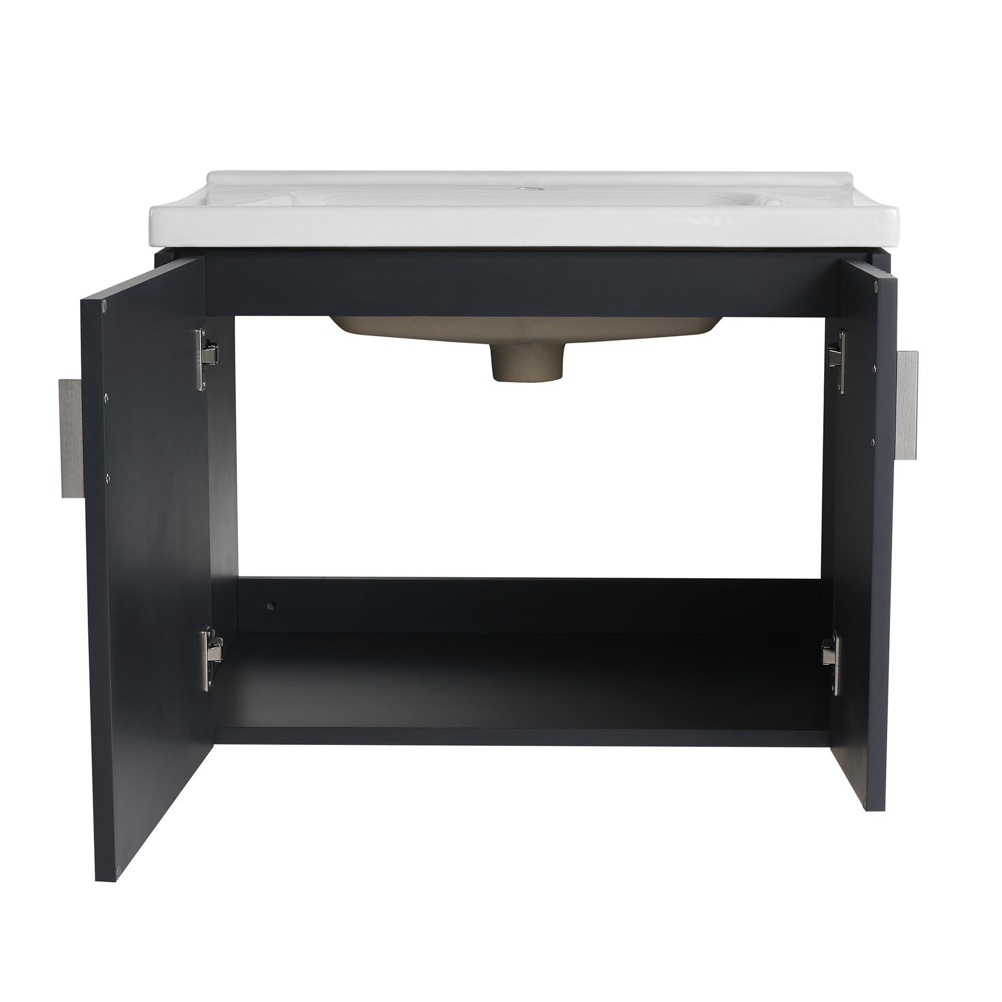28 inch Plywood Wall Mounted Bathroom Vanity Set with Integrated Ceramic Sink