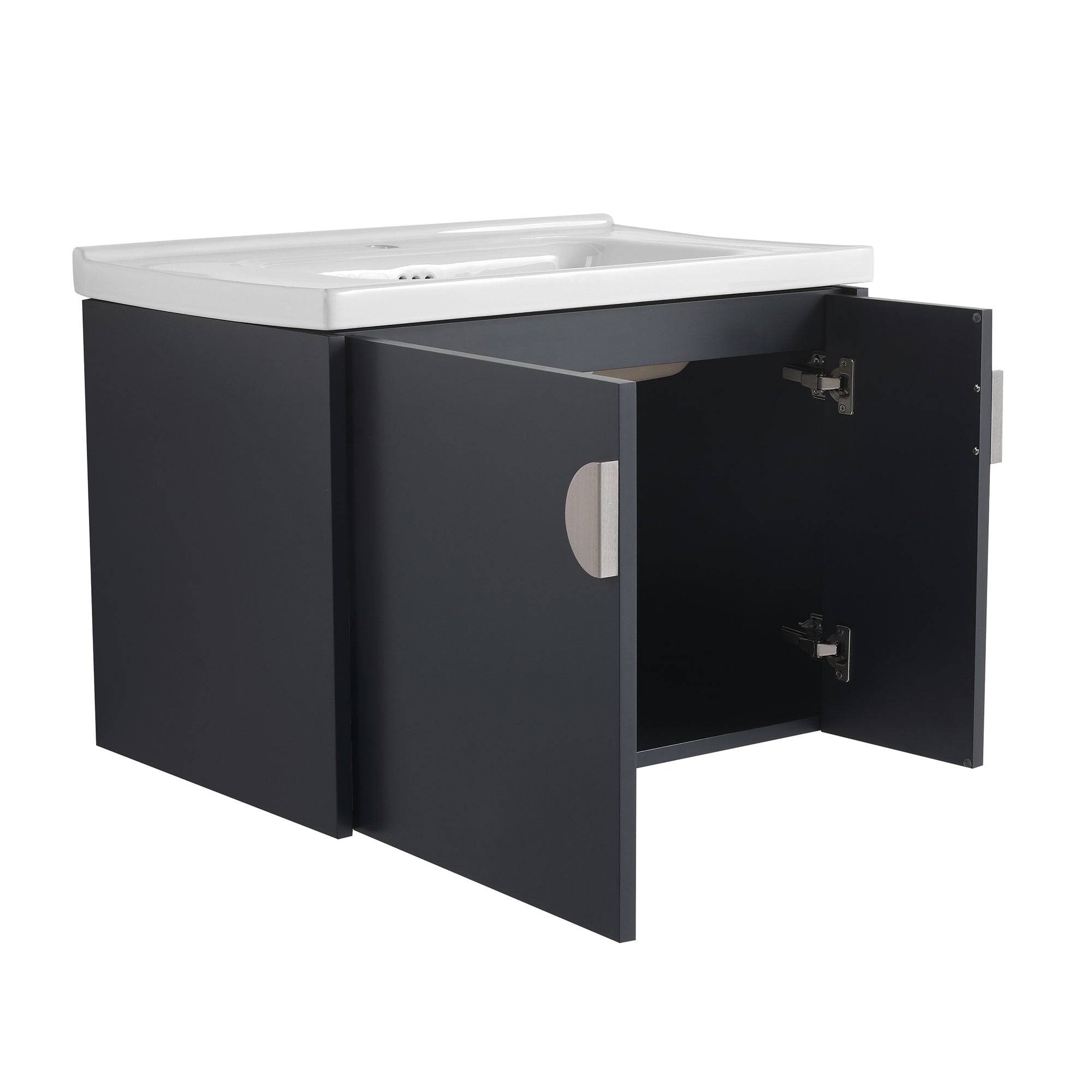 28 inch Plywood Wall Mounted Bathroom Vanity Set with Integrated Ceramic Sink