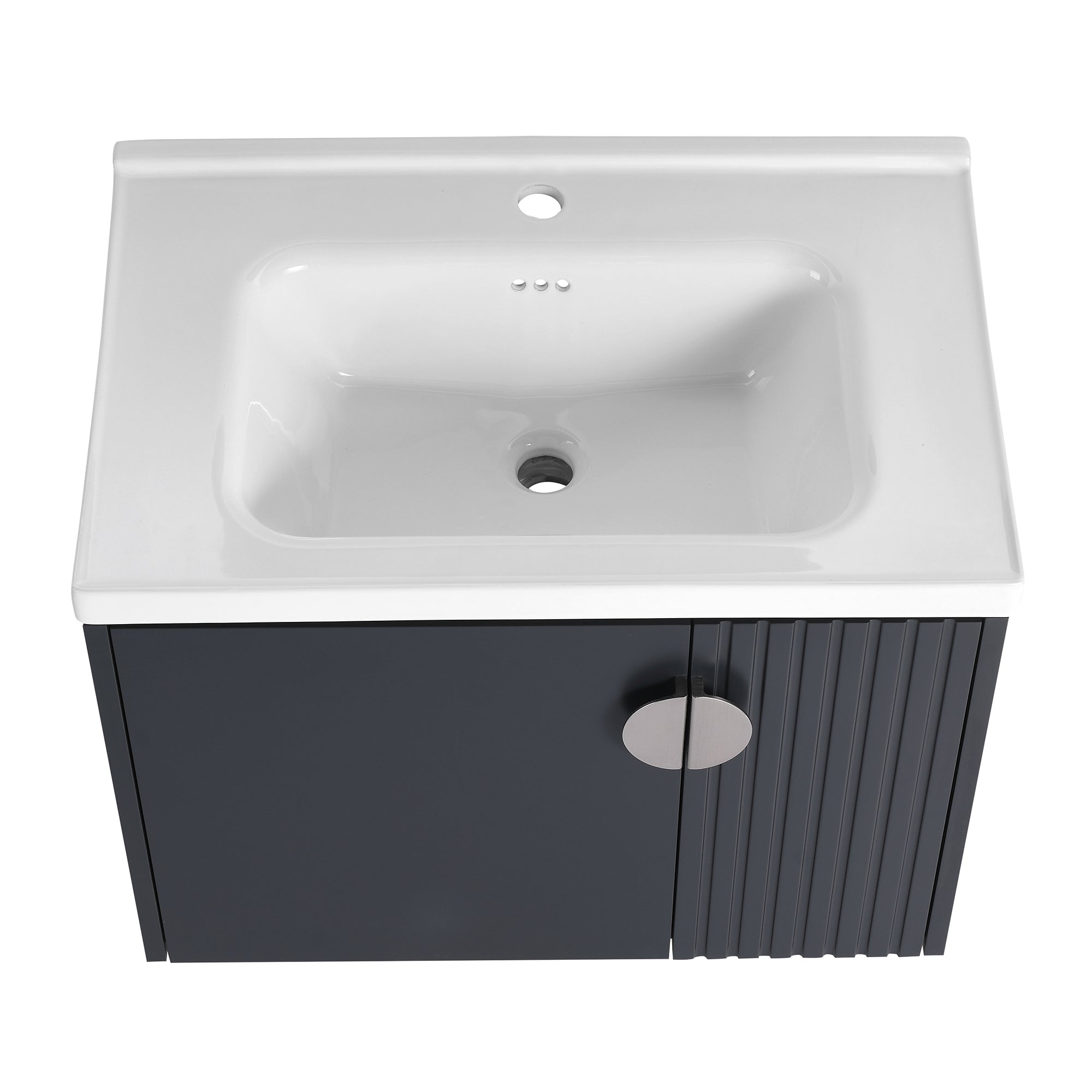28 inch Plywood Wall Mounted Bathroom Vanity Set with Integrated Ceramic Sink
