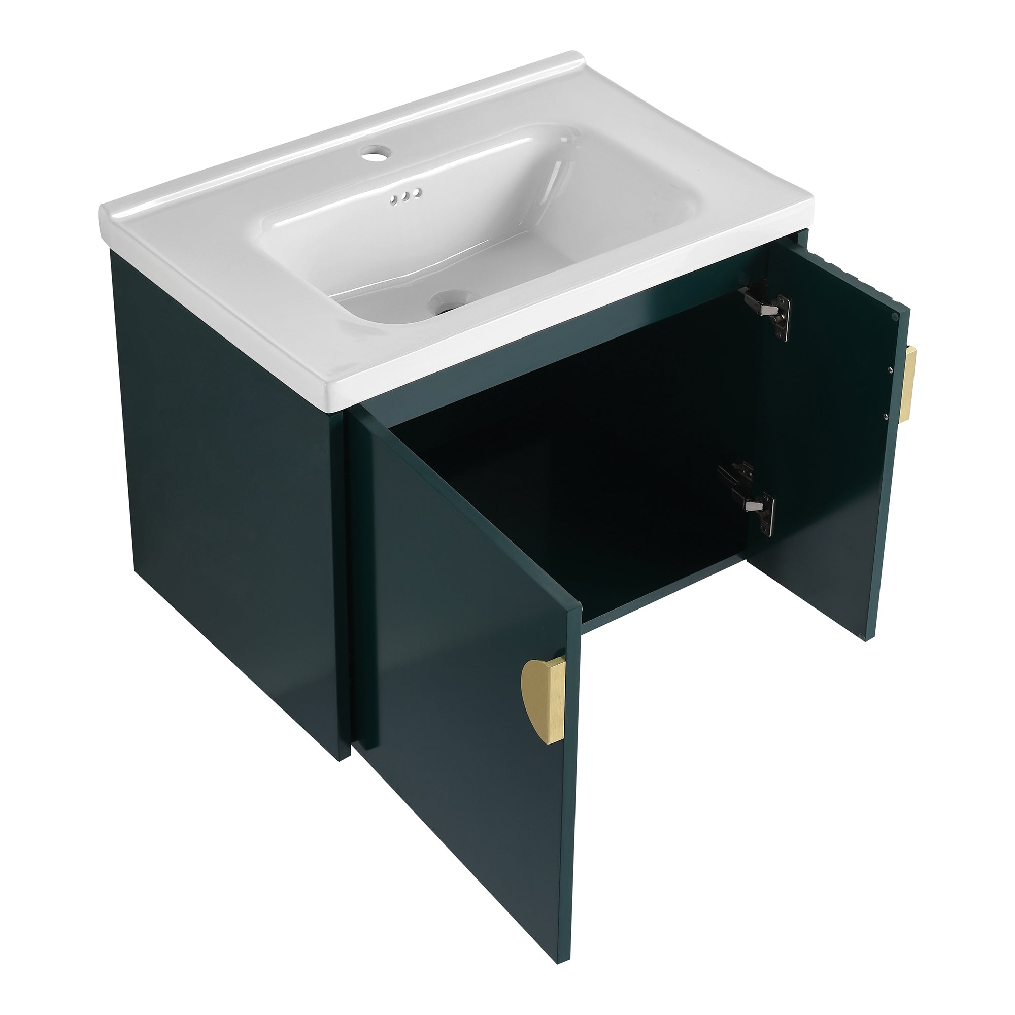 28 inch Plywood Wall Mounted Bathroom Vanity Set with Integrated Ceramic Sink