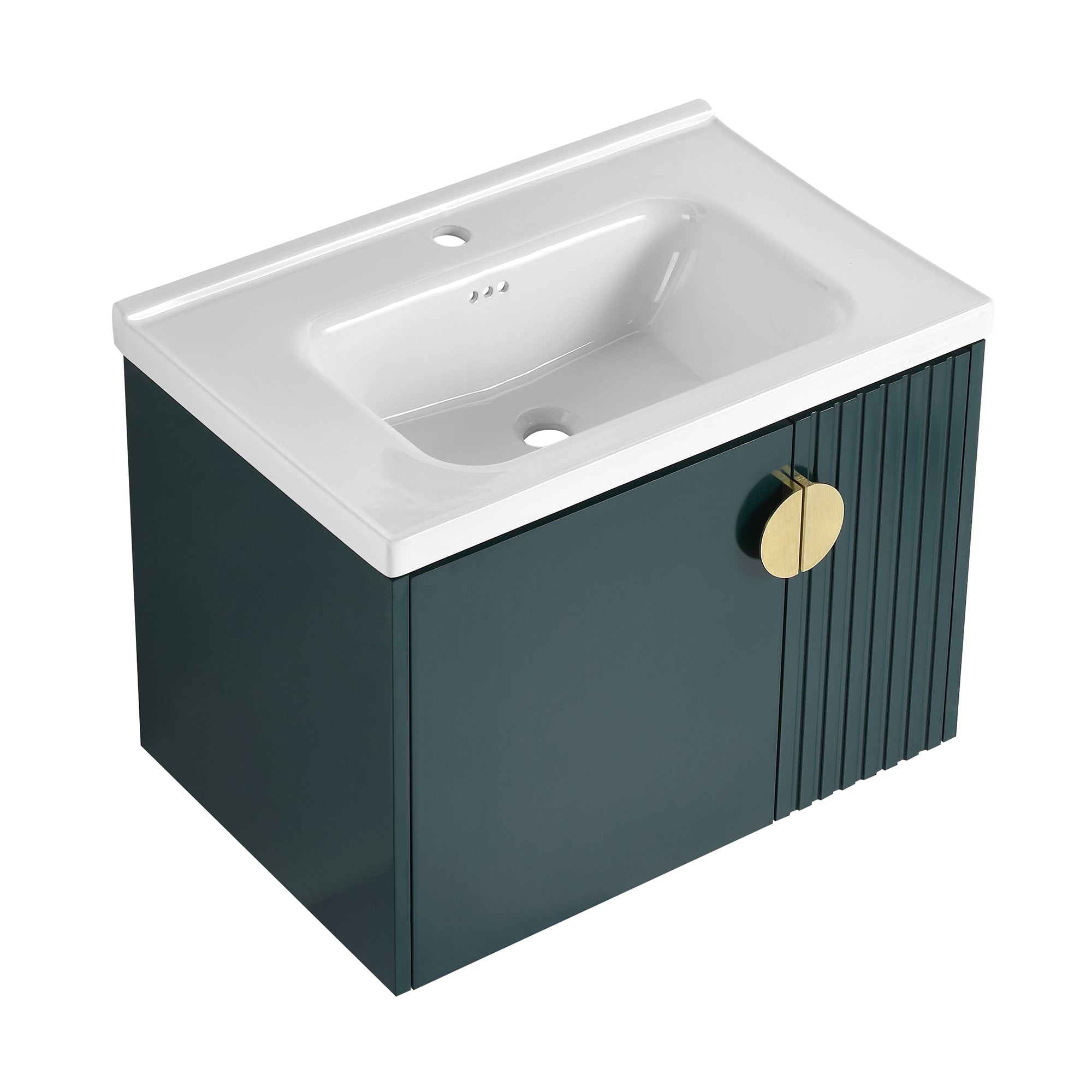 28 inch Plywood Wall Mounted Bathroom Vanity Set with Integrated Ceramic Sink