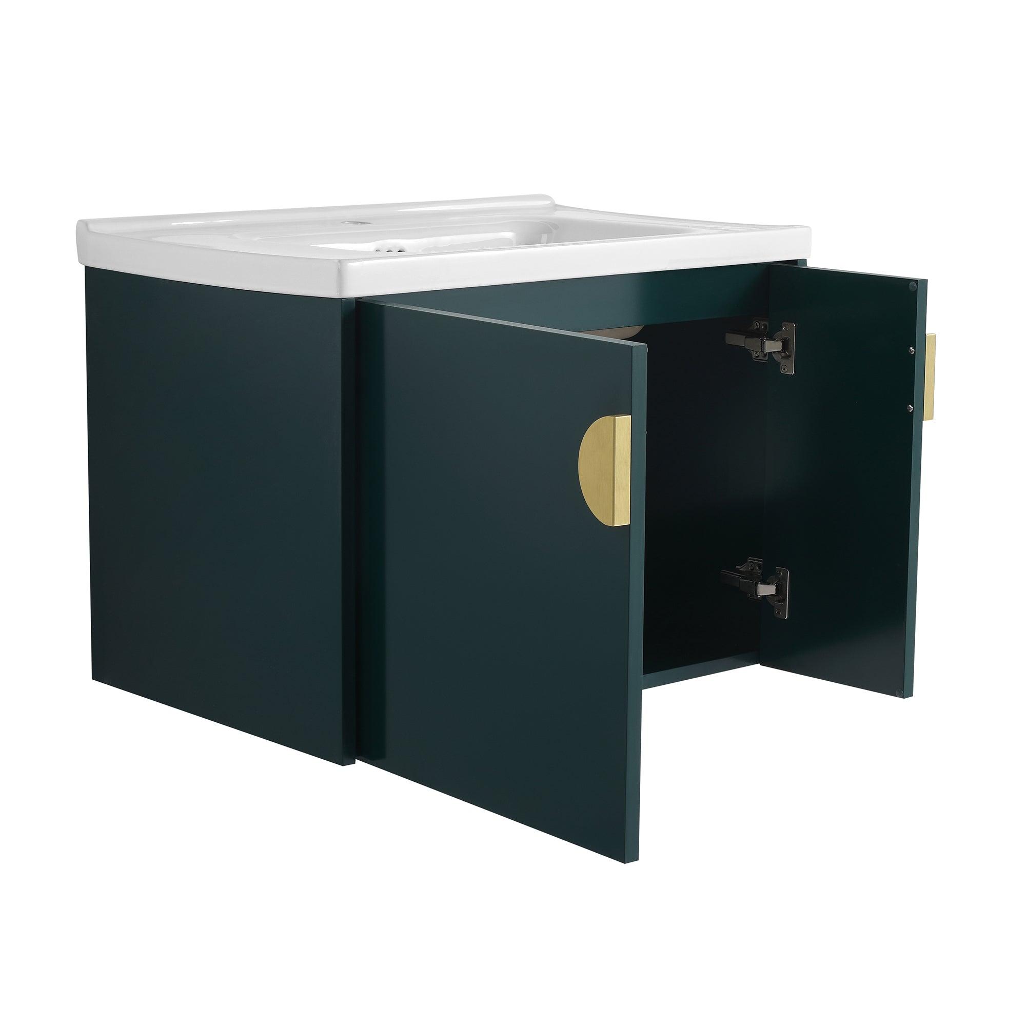 28 inch Plywood Wall Mounted Bathroom Vanity Set with Integrated Ceramic Sink