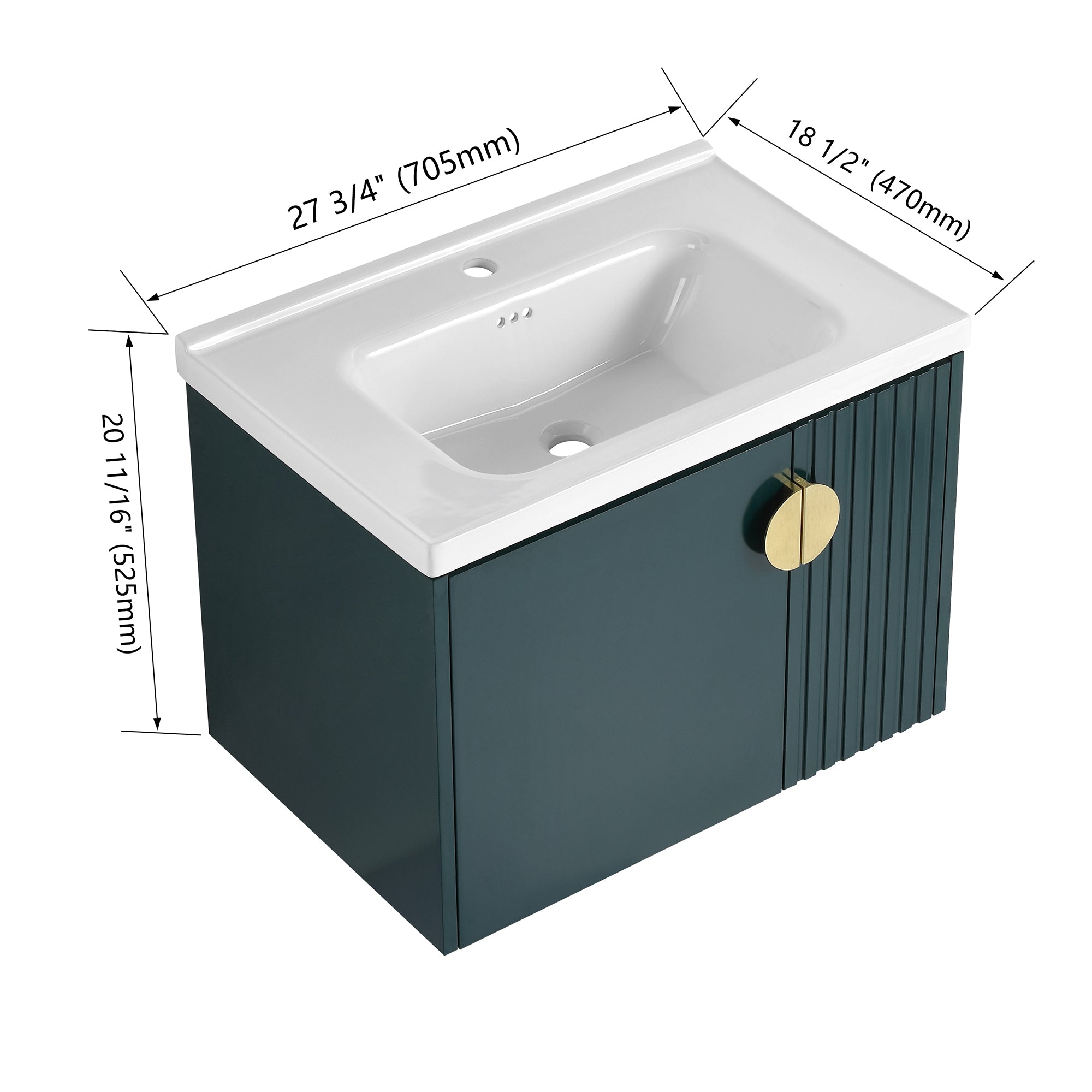 28 inch Plywood Wall Mounted Bathroom Vanity Set with Integrated Ceramic Sink