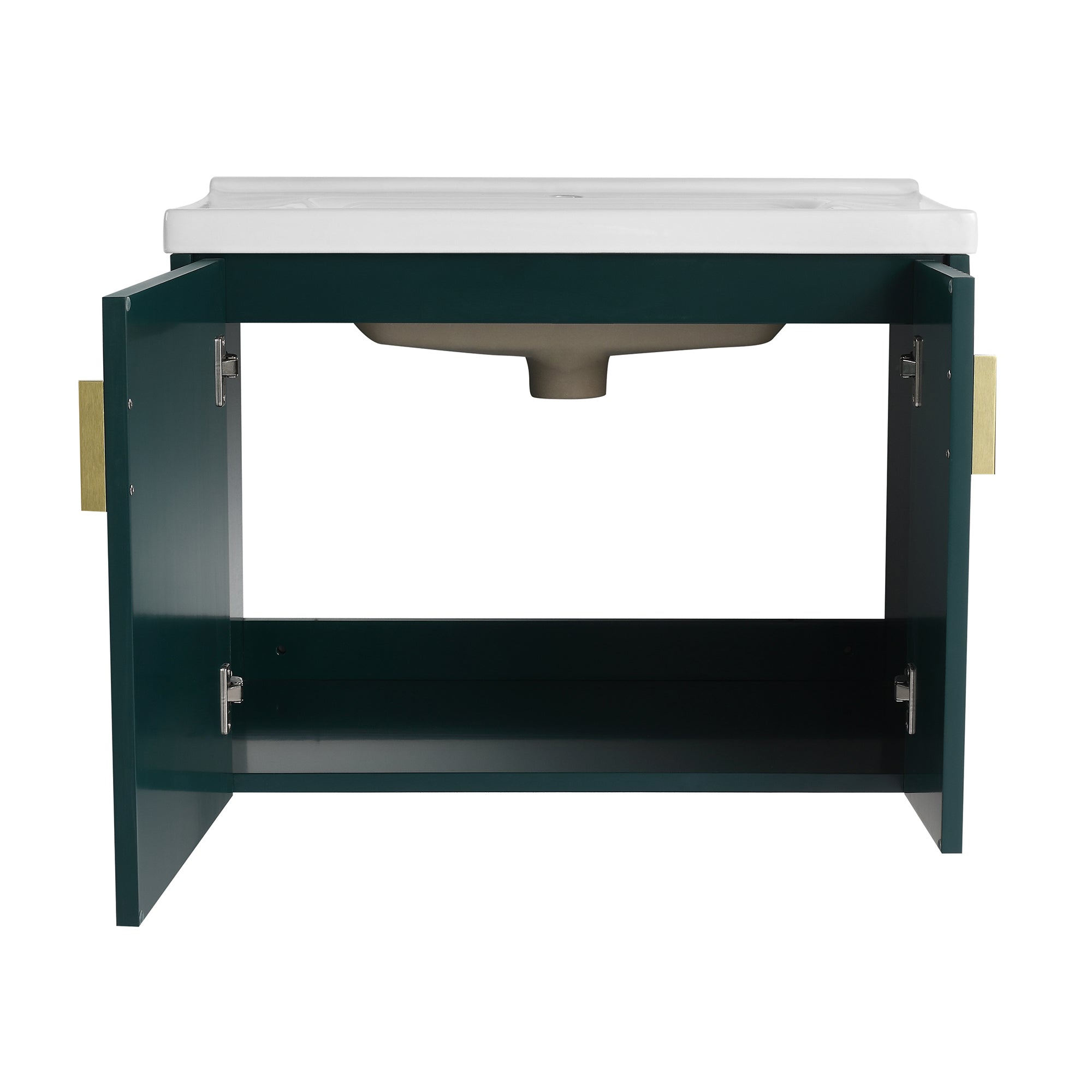 28 inch Plywood Wall Mounted Bathroom Vanity Set with Integrated Ceramic Sink