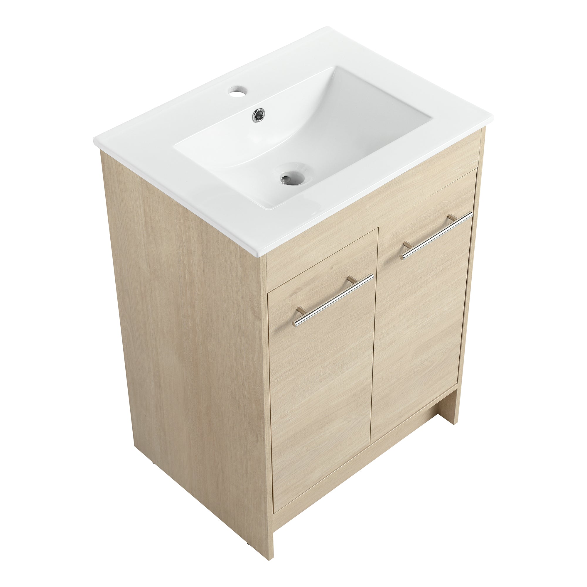 36 inch Plywood Freestanding Bathroom Vanity Set with Adjustable Shelf and Integrated Ceramic Sink