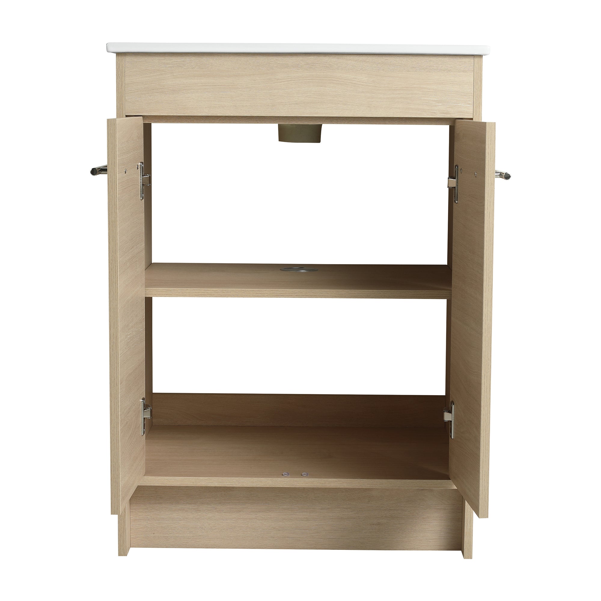 36 inch Plywood Freestanding Bathroom Vanity Set with Adjustable Shelf and Integrated Ceramic Sink