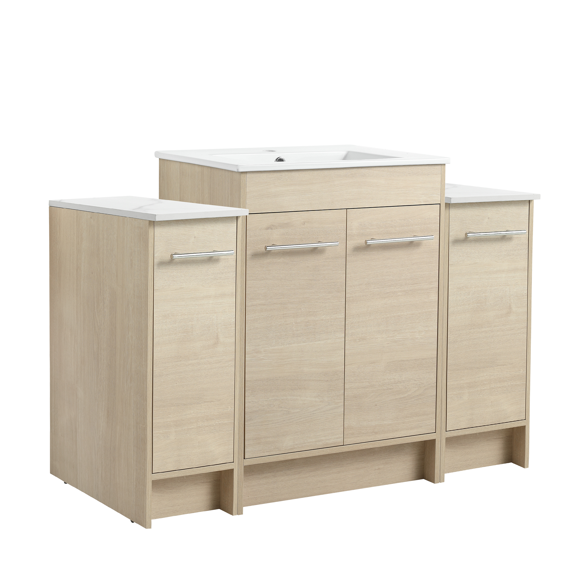 48 inch Plywood Freestanding Bathroom Vanity Set with Adjustable Shelf and Integrated Ceramic Sink