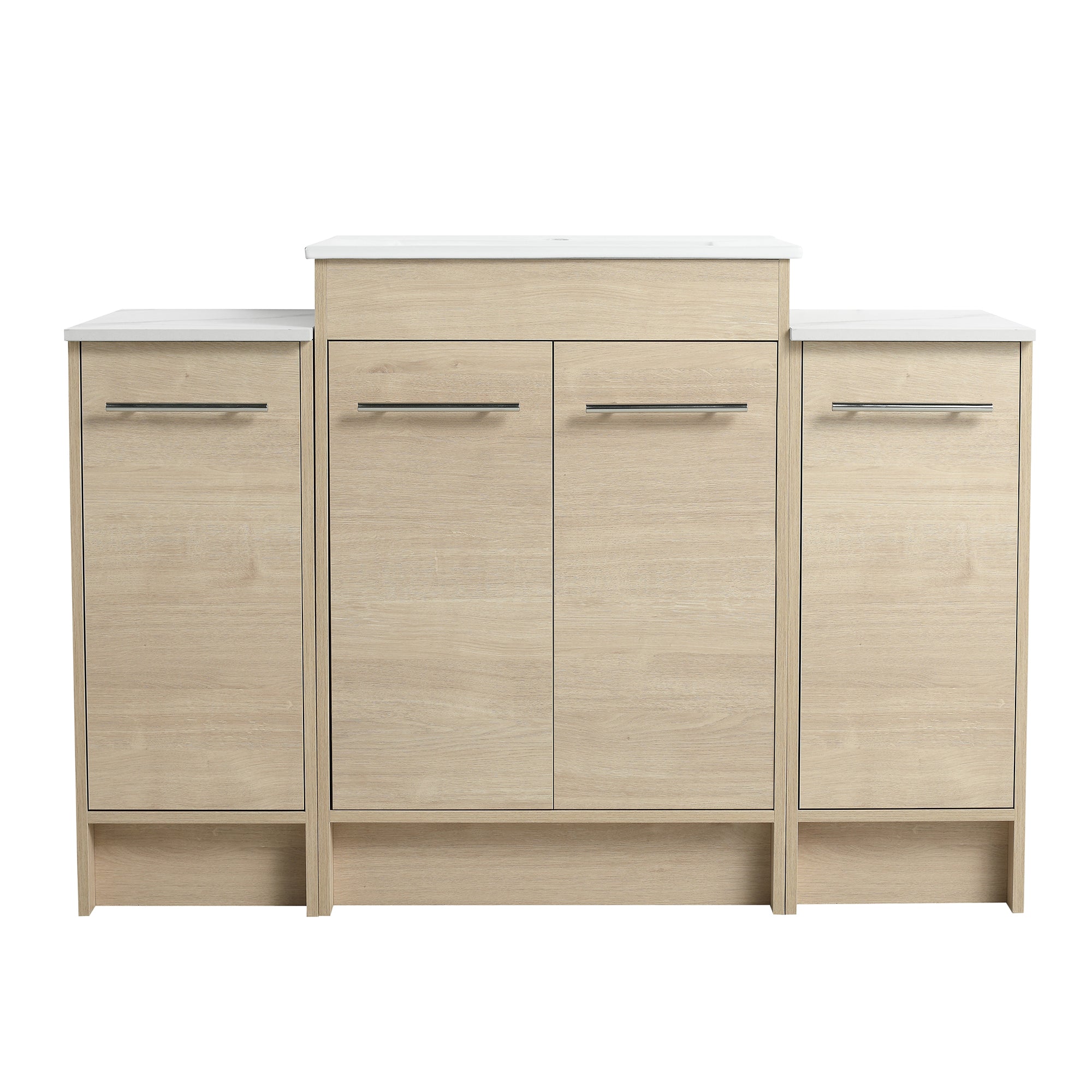 48 inch Plywood Freestanding Bathroom Vanity Set with Adjustable Shelf and Integrated Ceramic Sink