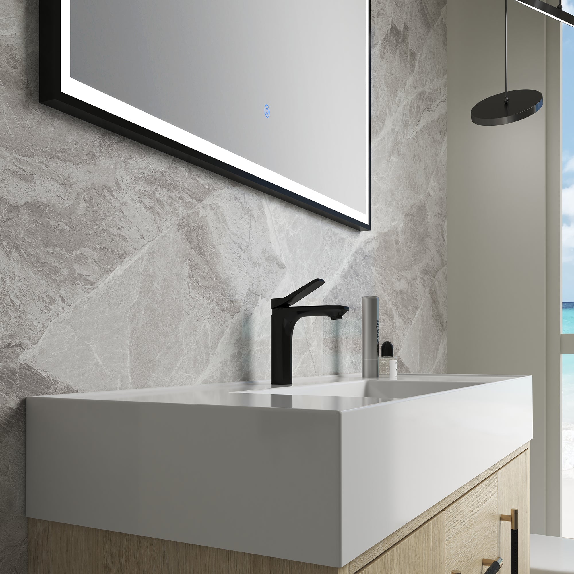 24 Inch Plywood Freestanding Bathroom Vanity With White Resin Sink and Doors and shelf