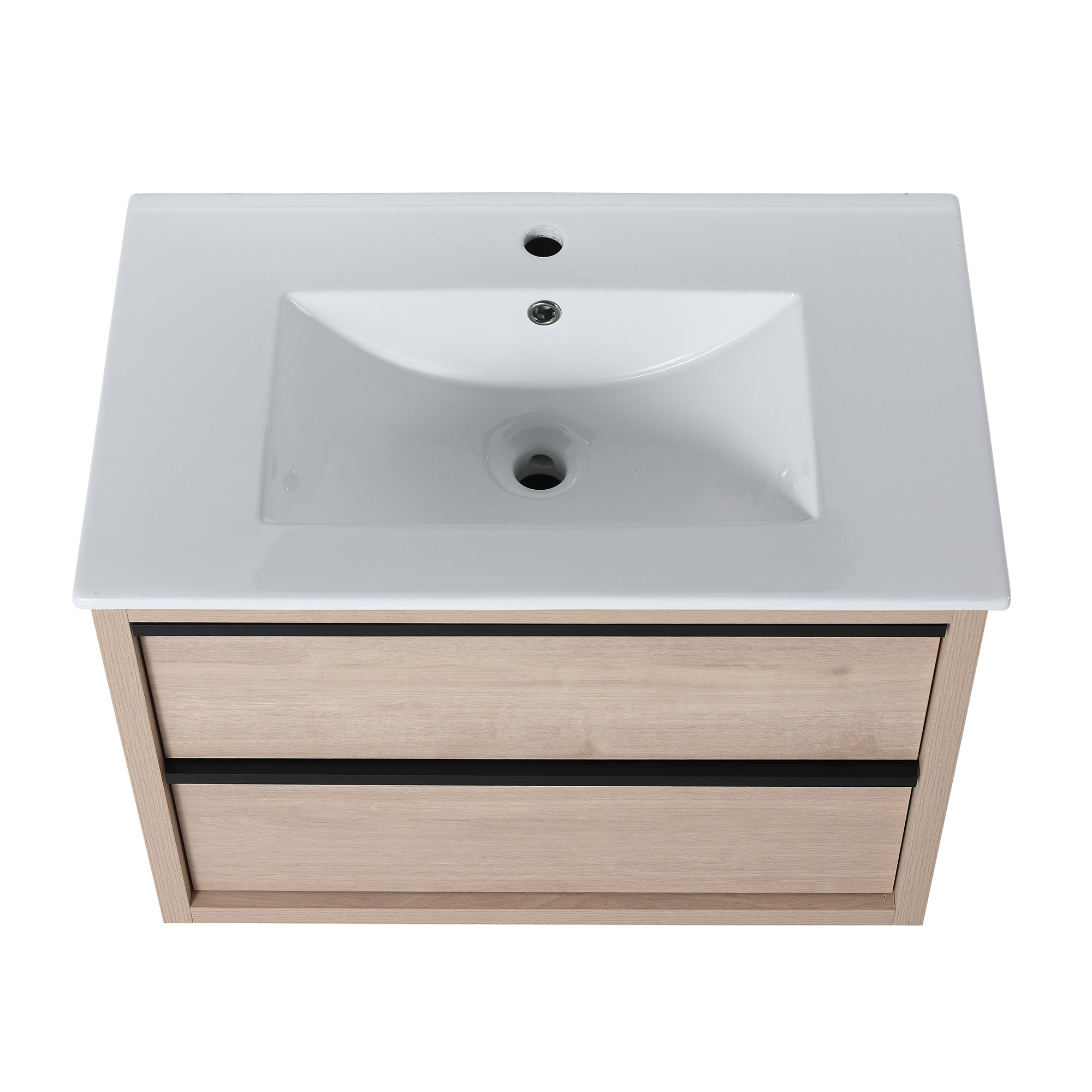 24 Inch Plywood Freestanding Bathroom Vanity With White Resin Sink and Doors and shelf
