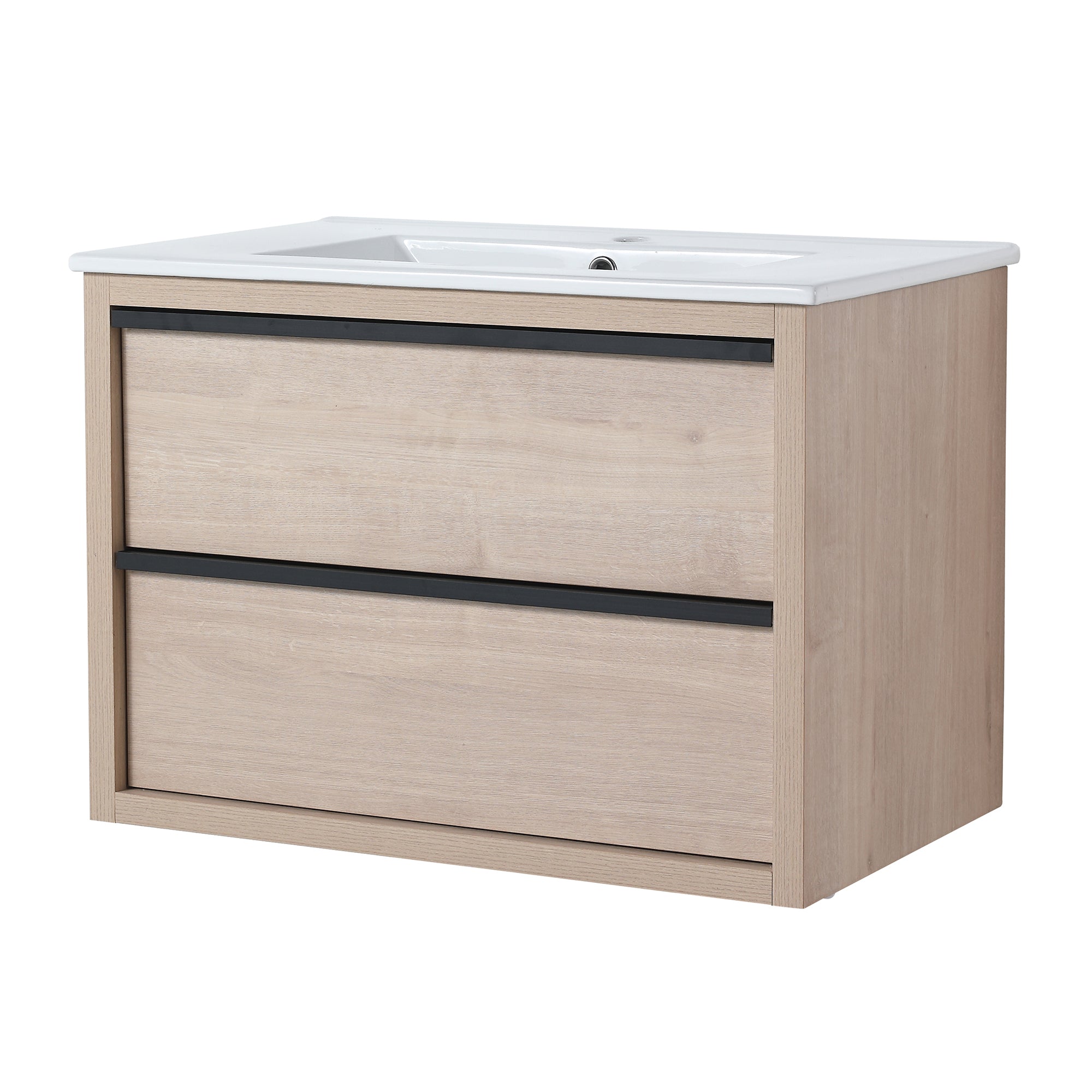 24 Inch Plywood Freestanding Bathroom Vanity With White Resin Sink and Doors and shelf