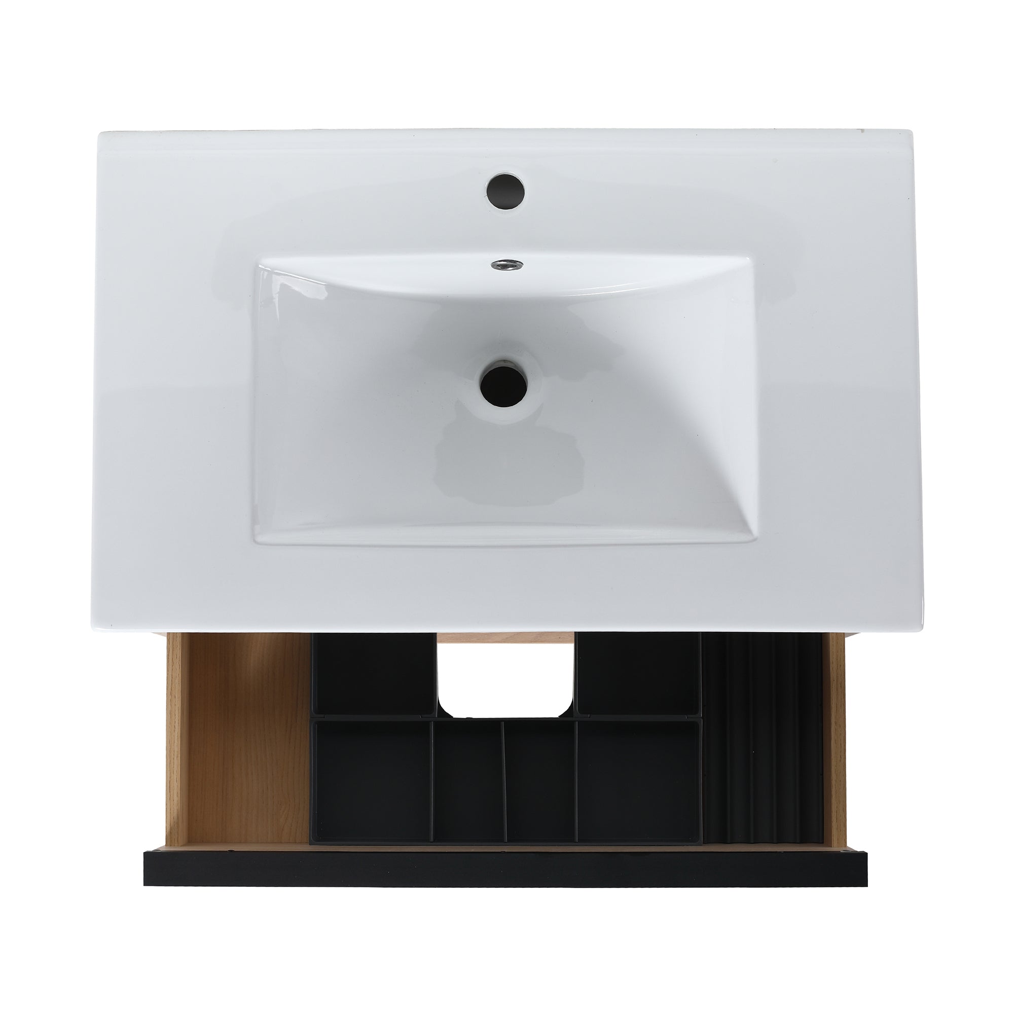 24 Inch Plywood Freestanding Bathroom Vanity With White Resin Sink and Doors and shelf