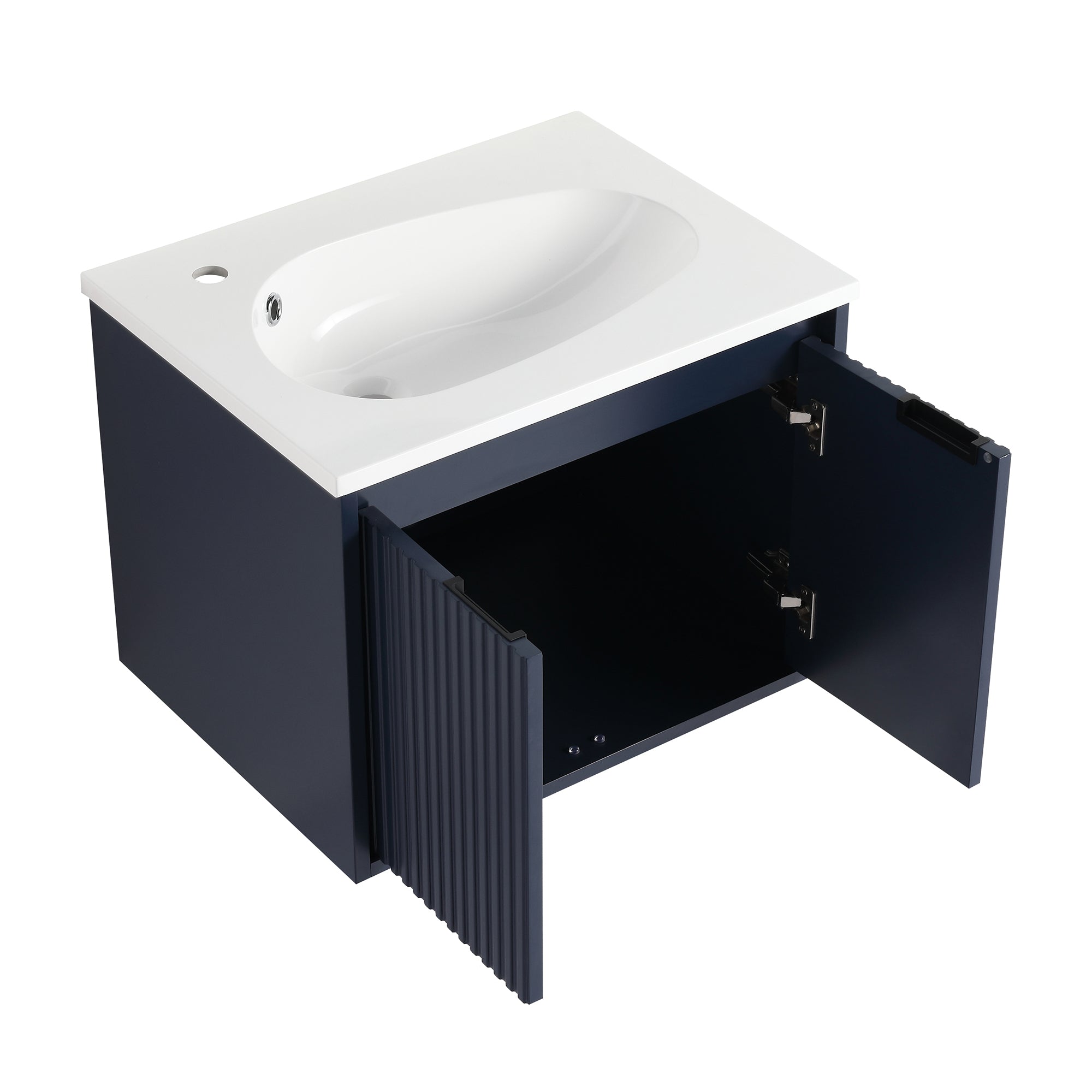 36 Inch Plywood Wall Mounted Bathroom Vanity Set with Integrated Gel Basin