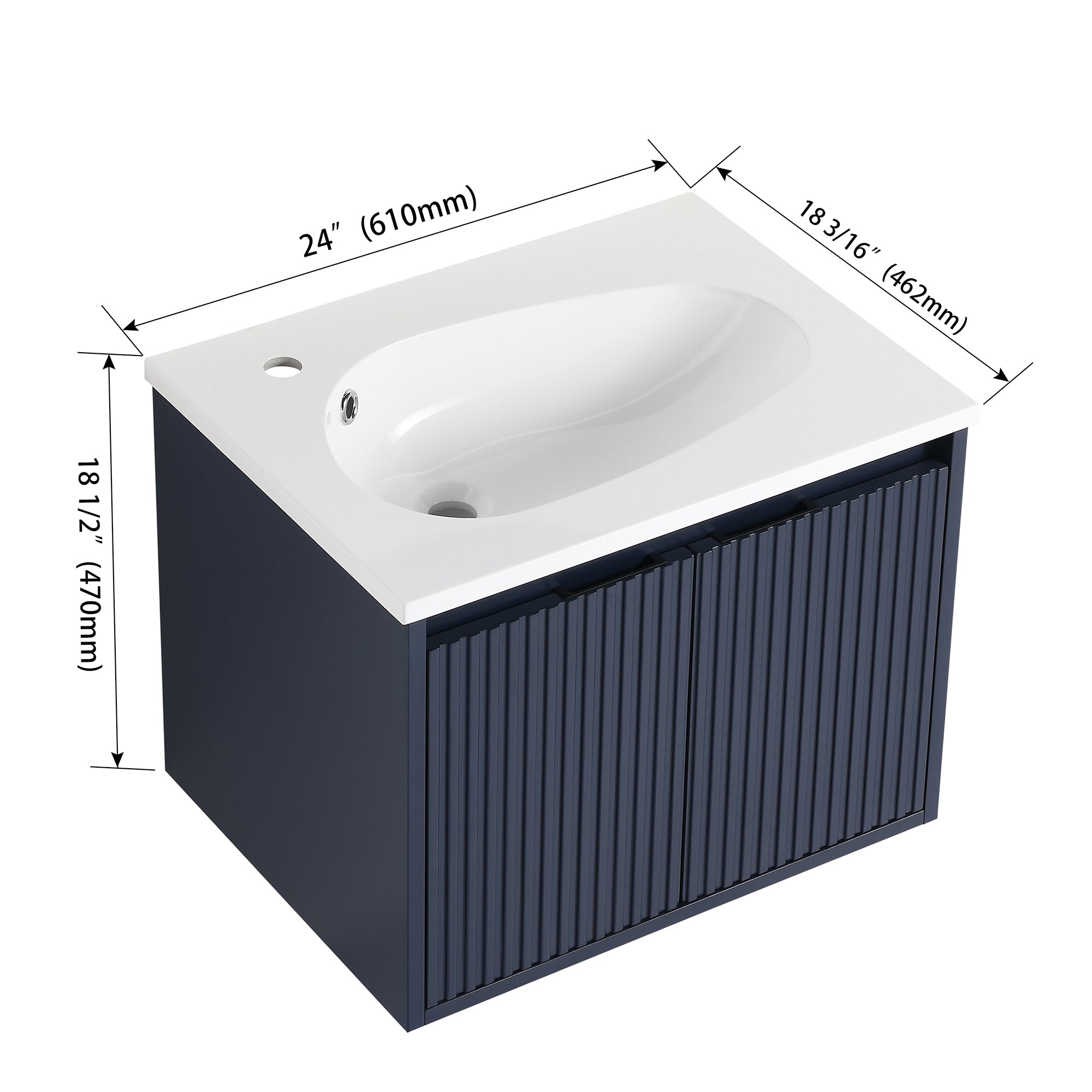 36 Inch Plywood Wall Mounted Bathroom Vanity Set with Integrated Gel Basin