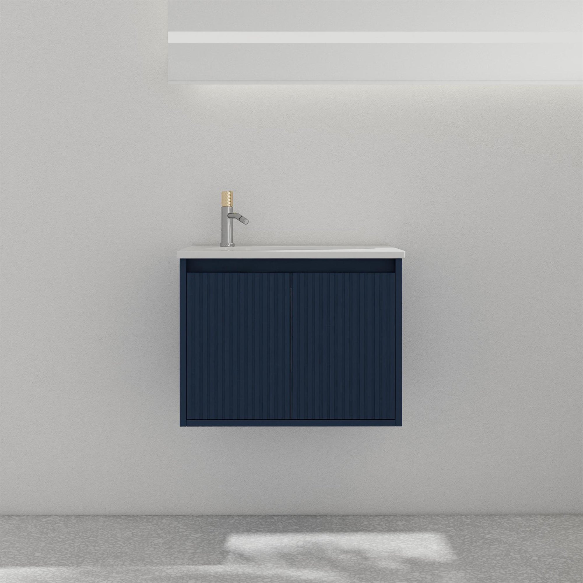 36 Inch Plywood Wall Mounted Bathroom Vanity Set with Integrated Gel Basin