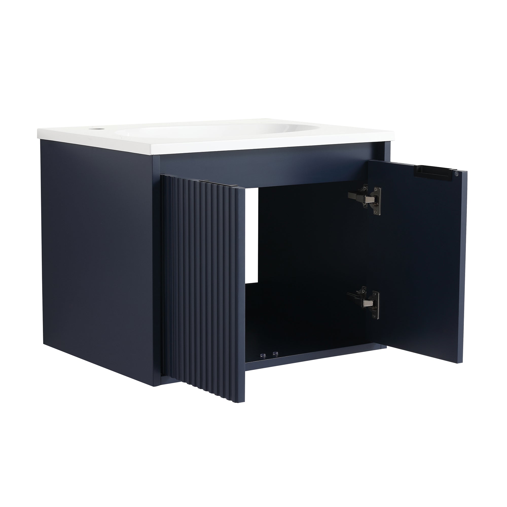 36 Inch Plywood Wall Mounted Bathroom Vanity Set with Integrated Gel Basin