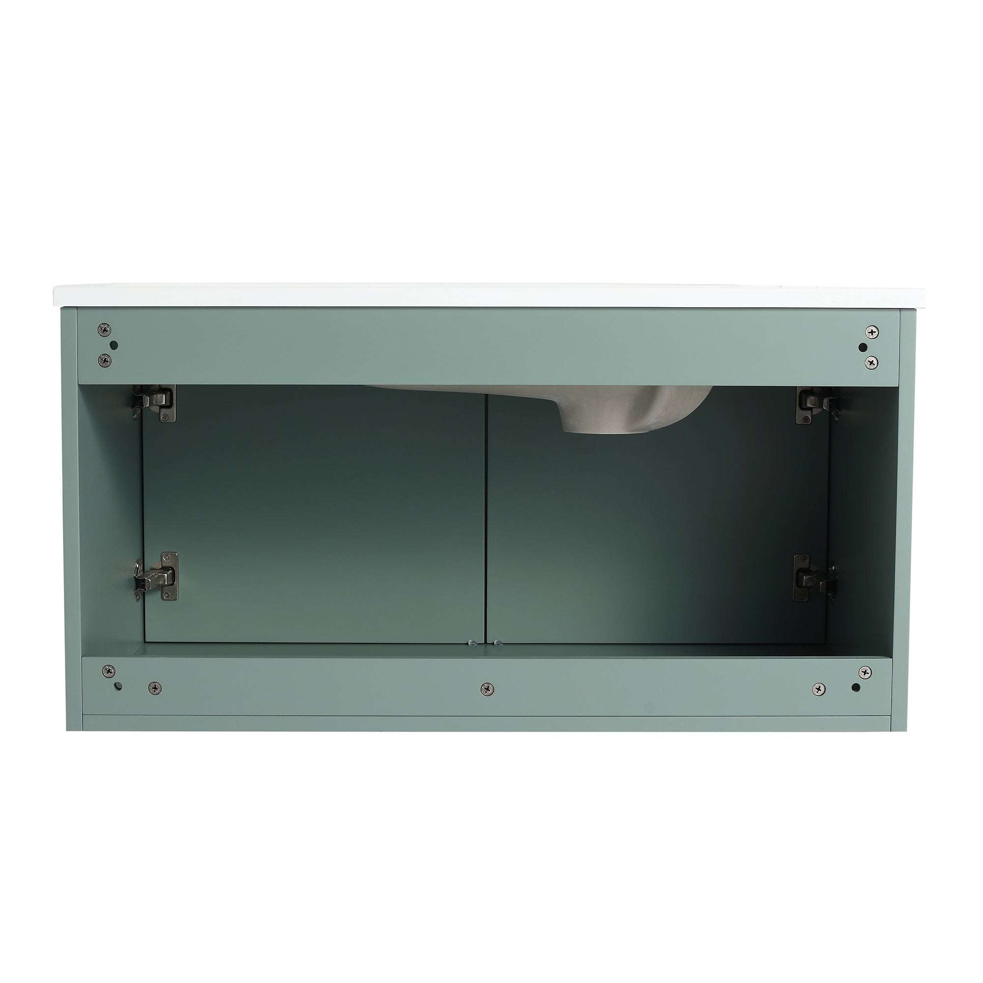 36 Inch Plywood Wall Mounted Bathroom Vanity Set with Integrated Gel Basin