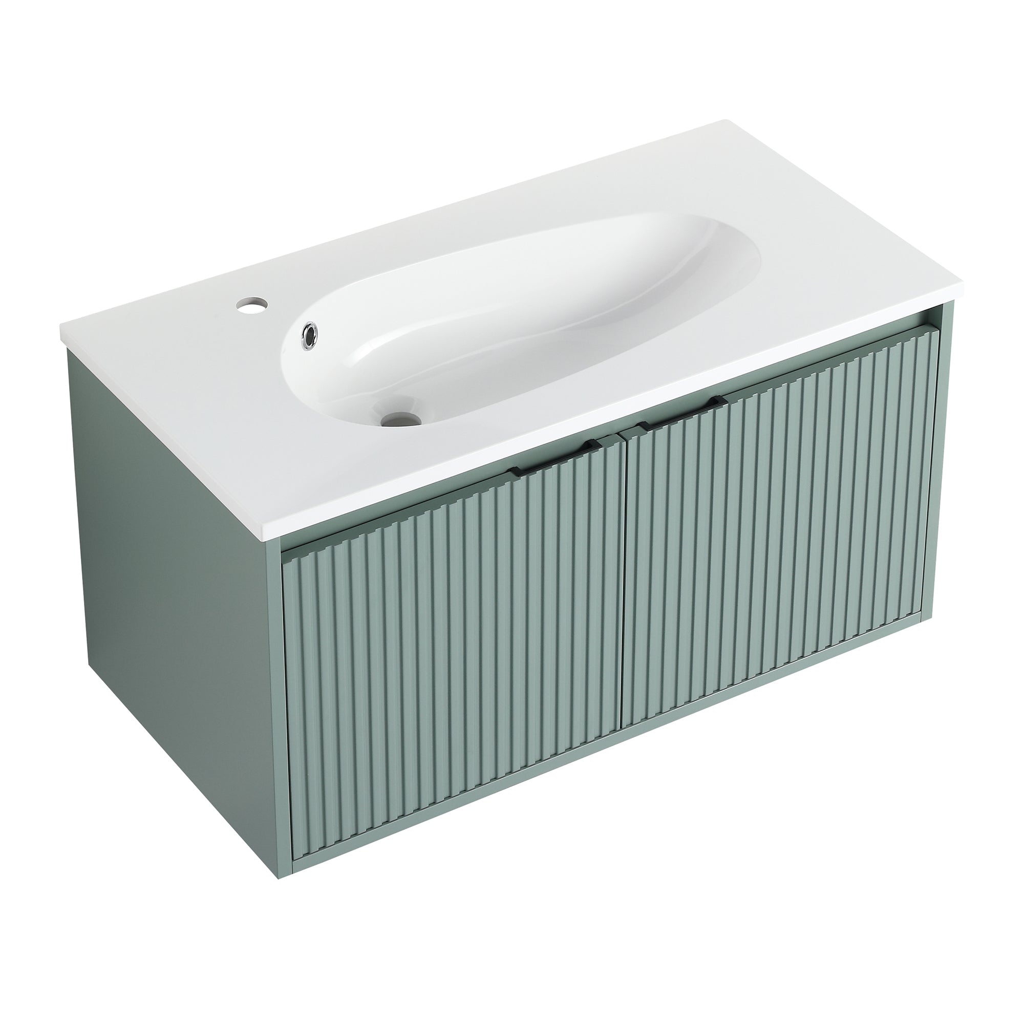 36 Inch Plywood Wall Mounted Bathroom Vanity Set with Integrated Gel Basin