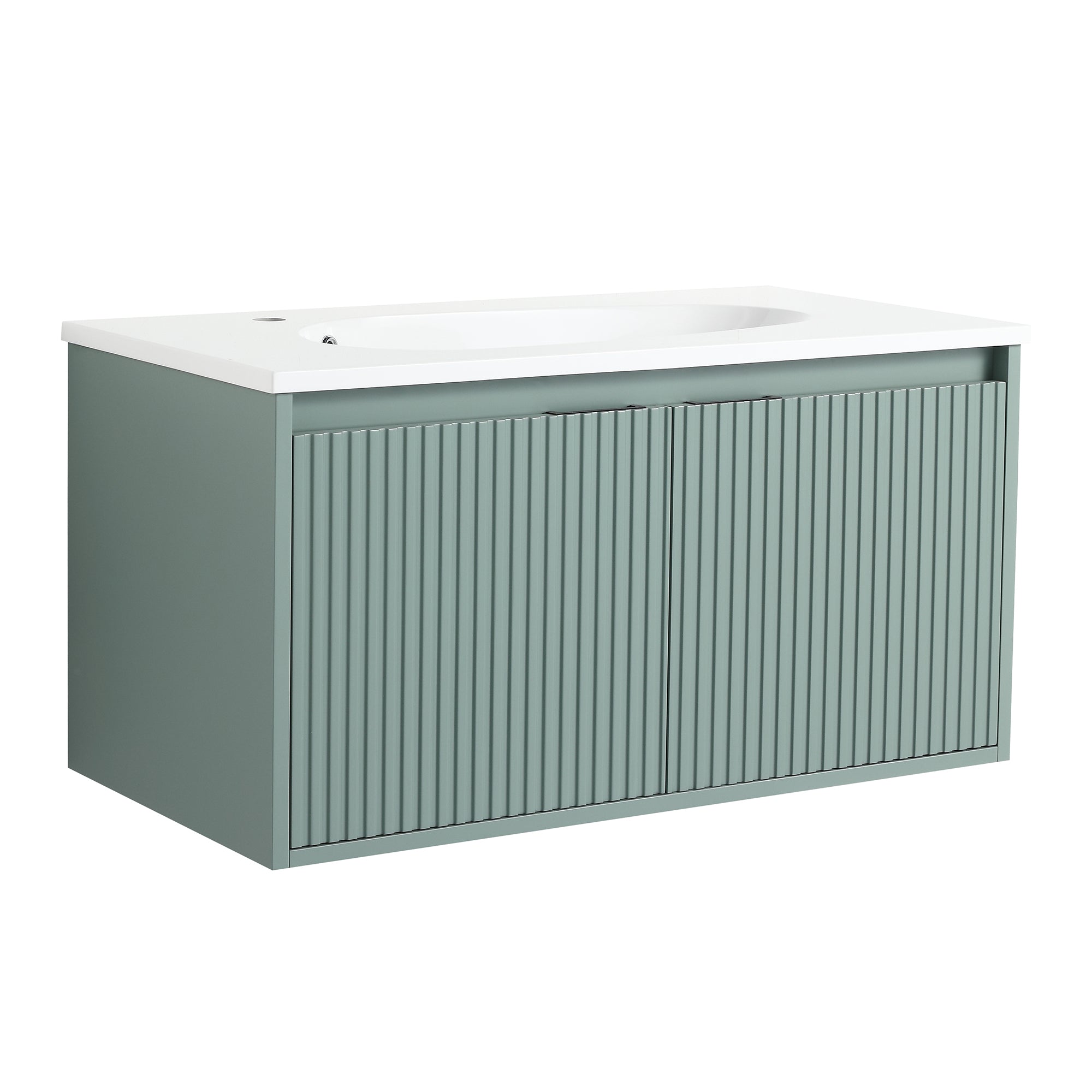 36 Inch Plywood Wall Mounted Bathroom Vanity Set with Integrated Gel Basin